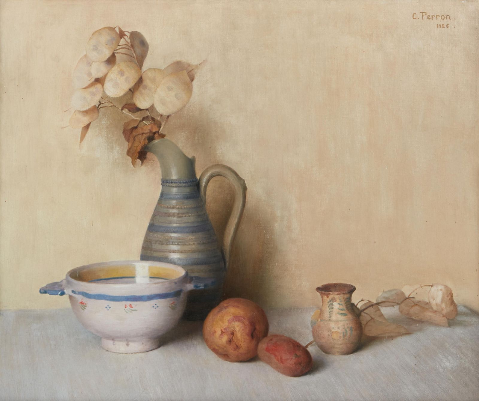 CHARLES C F PERRON, STILL LIFE WITH