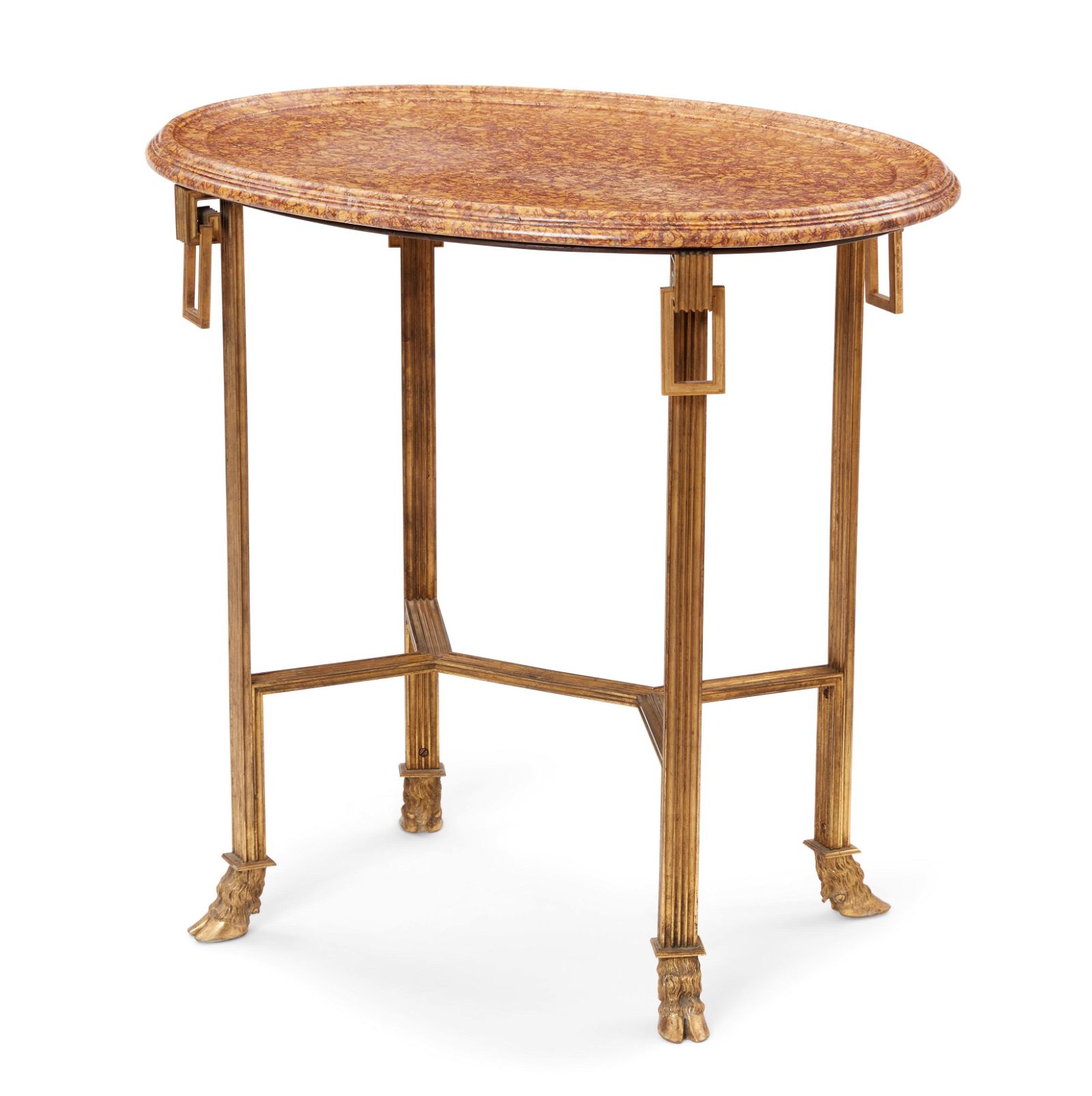NEOCLASSICAL GILT BRONZE OVAL TABLE  2fb266f