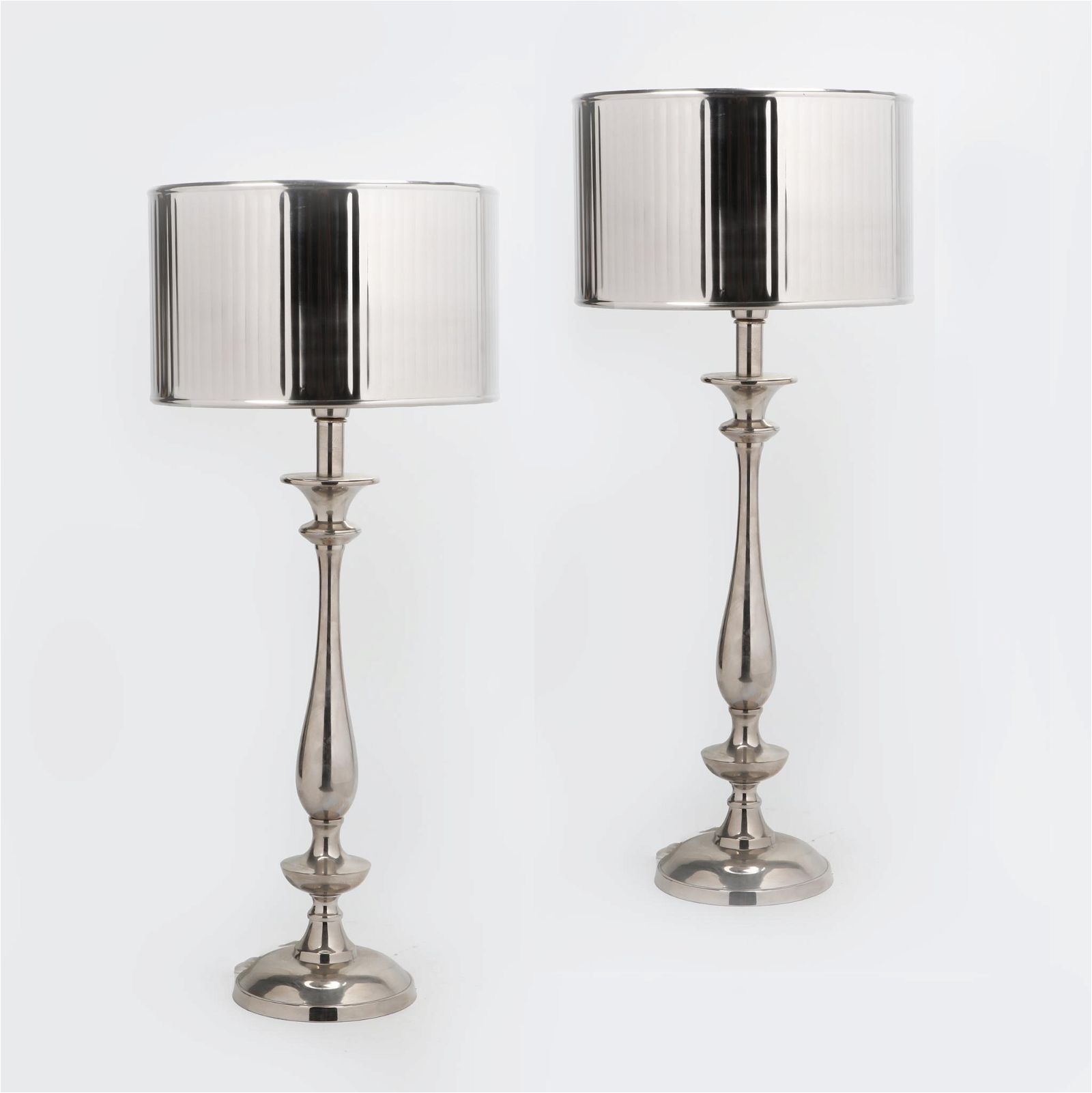 A PAIR OF SILVERED METAL TABLE 2fb26d6