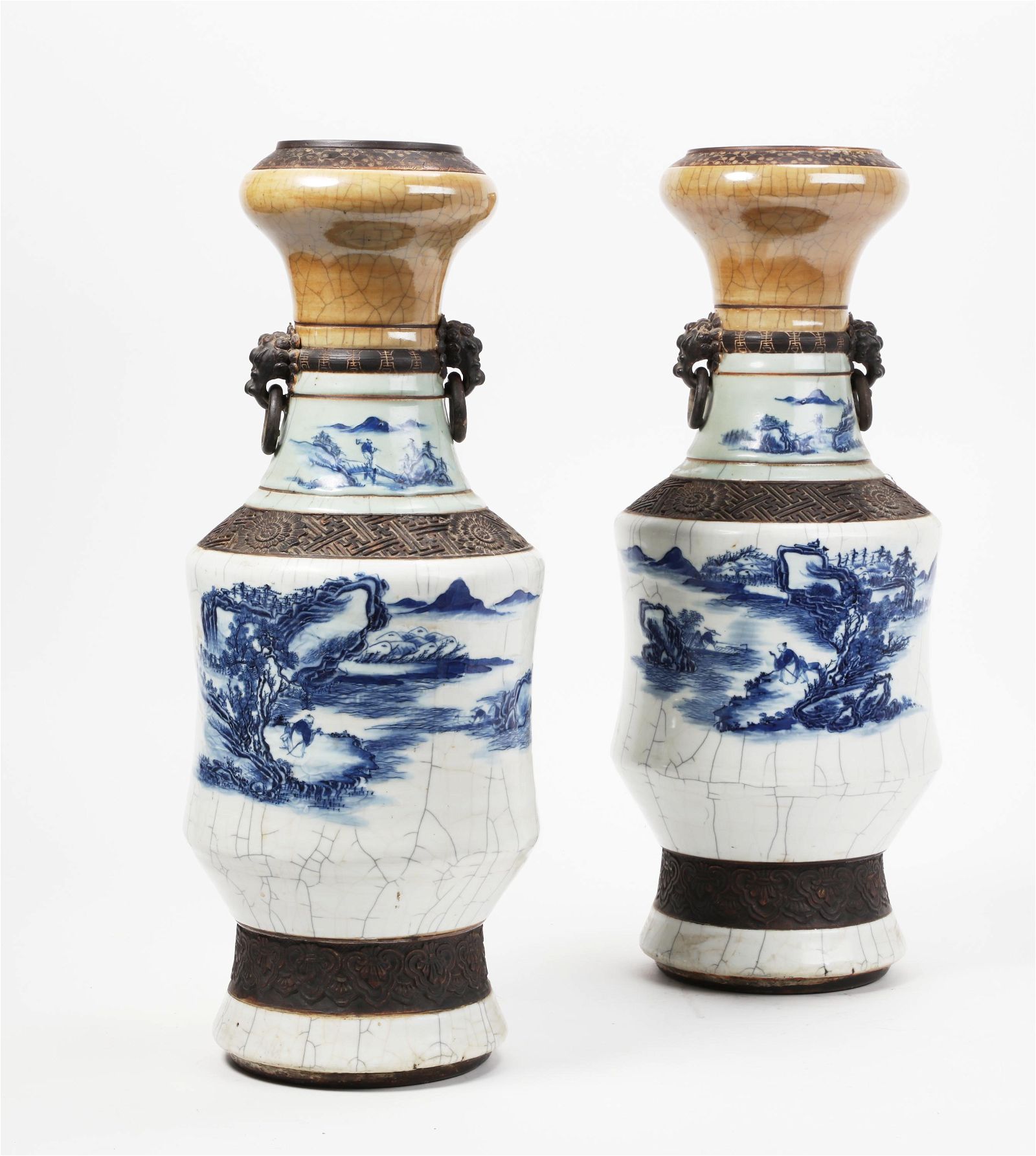 A PAIR OF CHINESE CRACKLE GLAZE VASESA