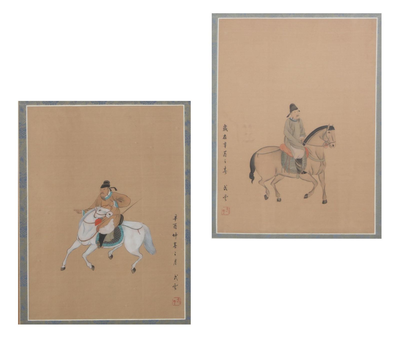 TWO CHINESE PAINTINGS MOUNTED SCHOLAR 2fb282d