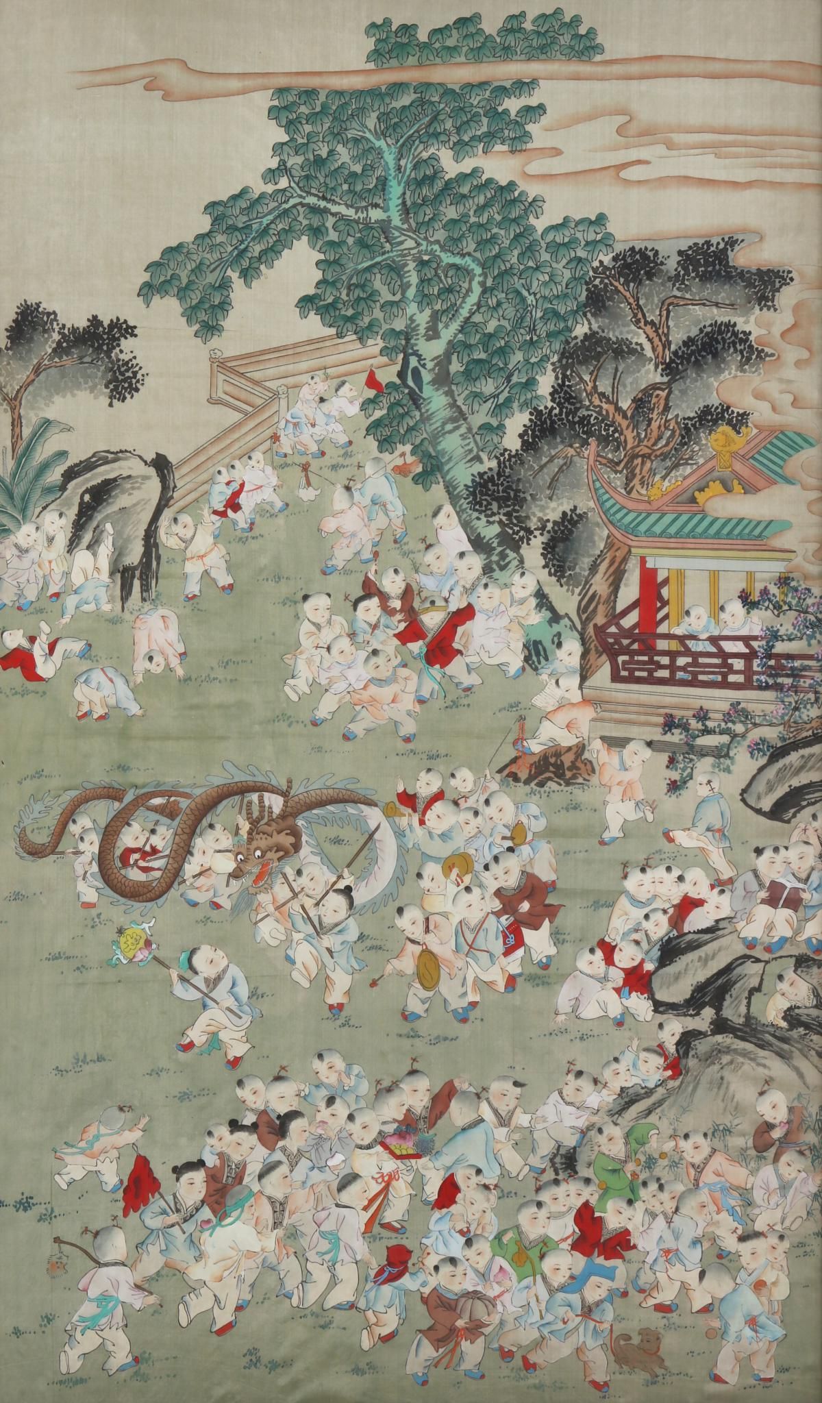A CHINESE WATERCOLOR OF ONE HUNDRED 2fb2842