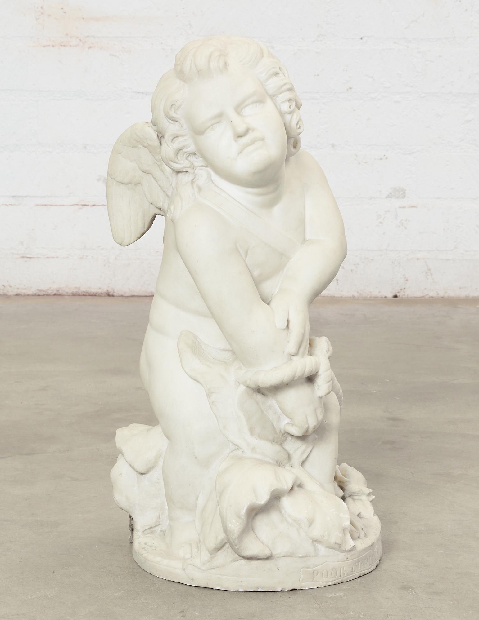 A WHITE MARBLE MODEL OF A BOUND CUPIDA