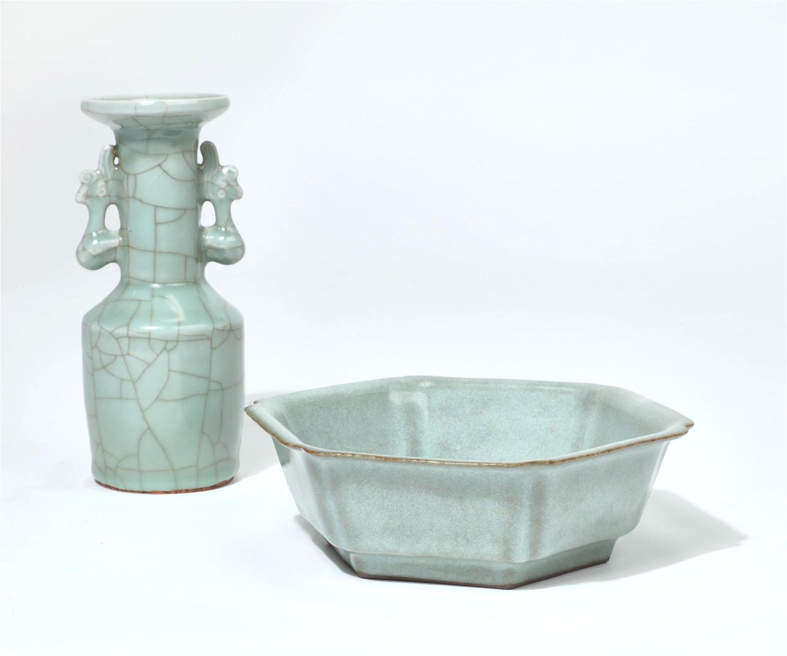 TWO CHINESE CELADON CRACKLE GLAZED 2fb294c