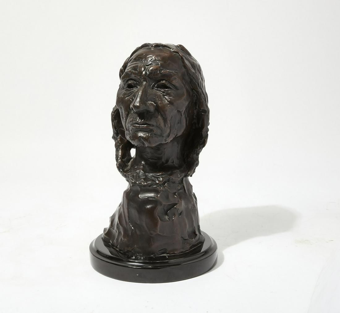 A BRONZE BUST OF A NATIVE AMERICAN  2fb2932