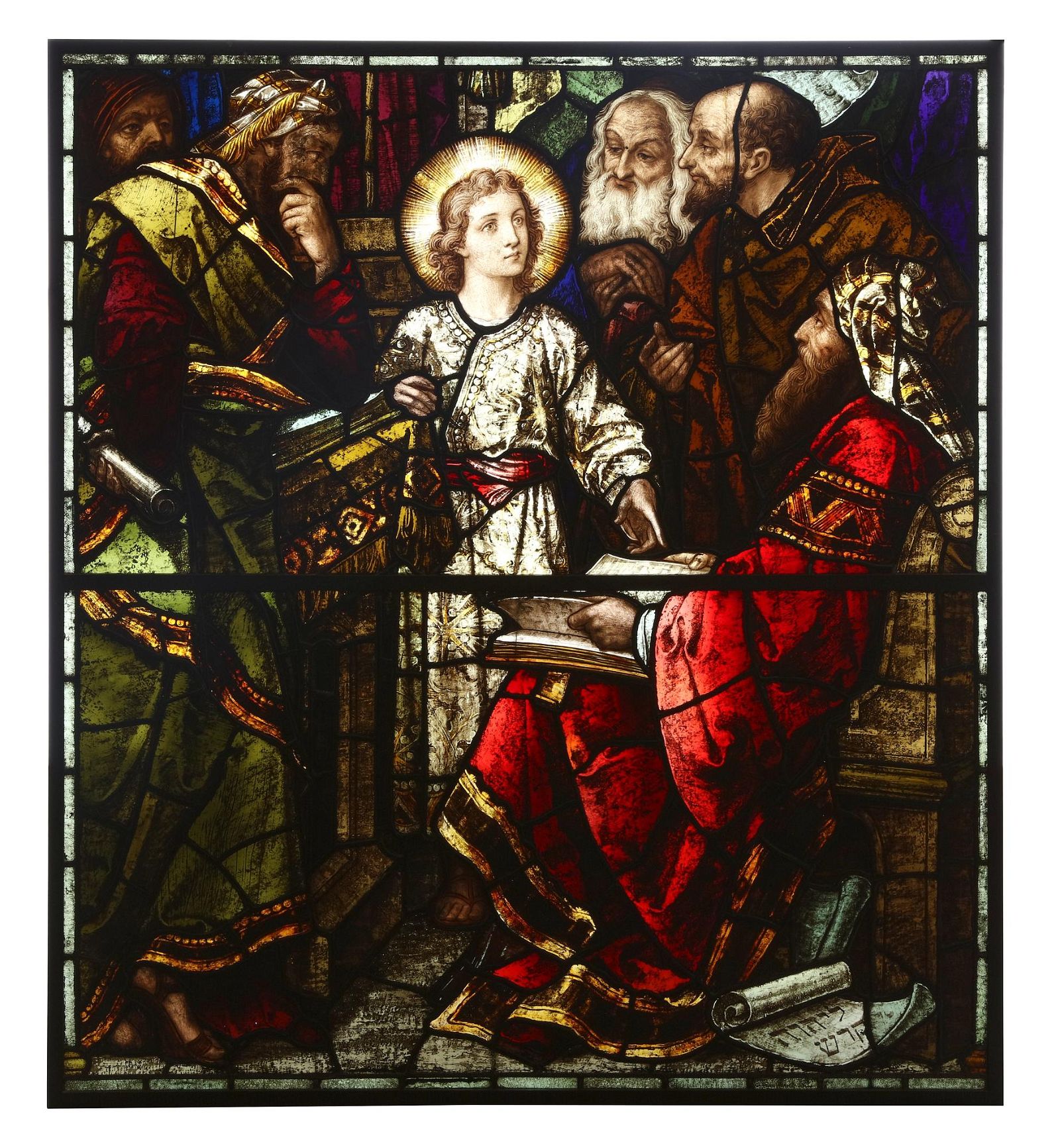 A LEADED STAINED GLASS WINDOW JESUS 2fb2934