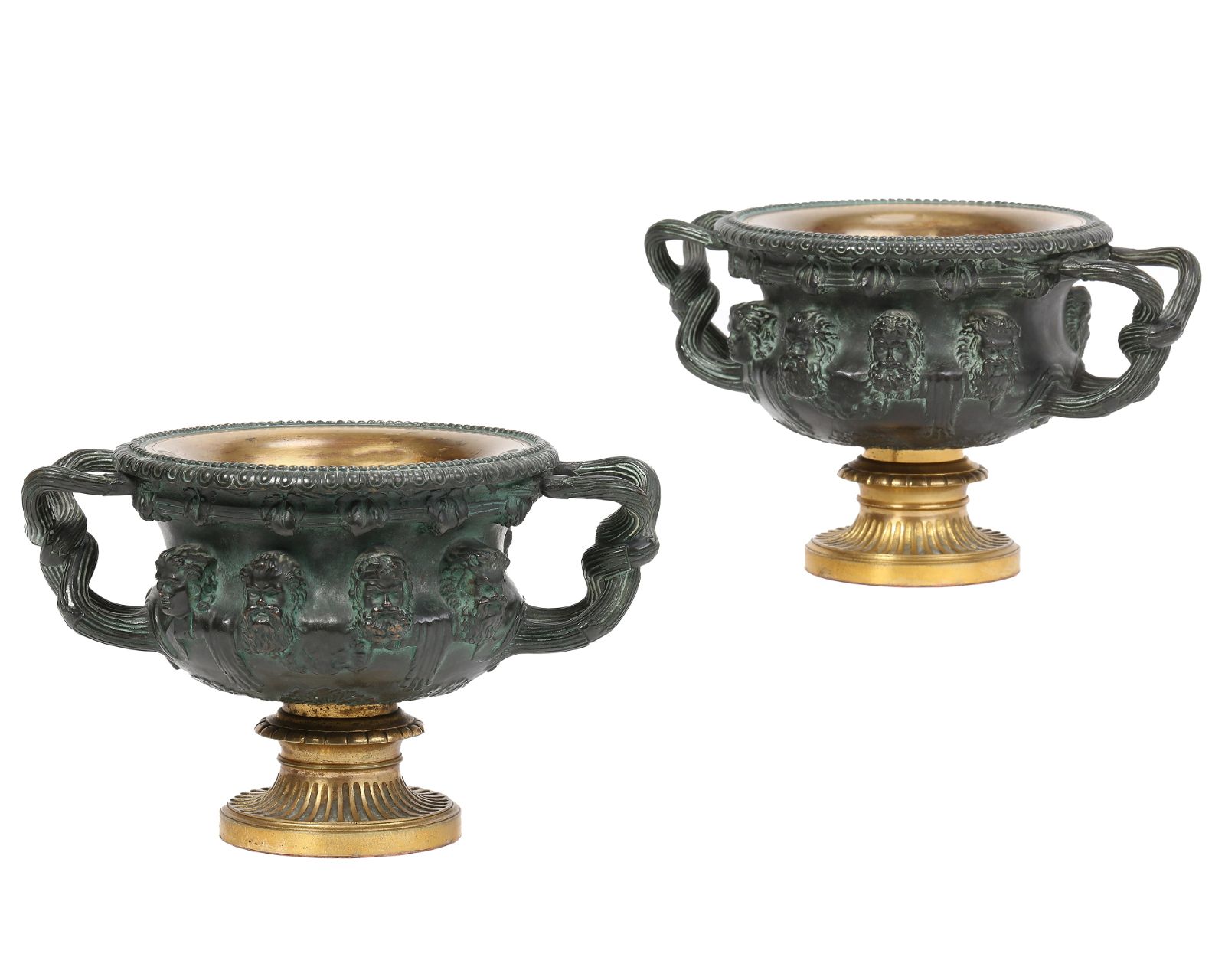 A PAIR OF GRAND TOUR BRONZE WARWICK