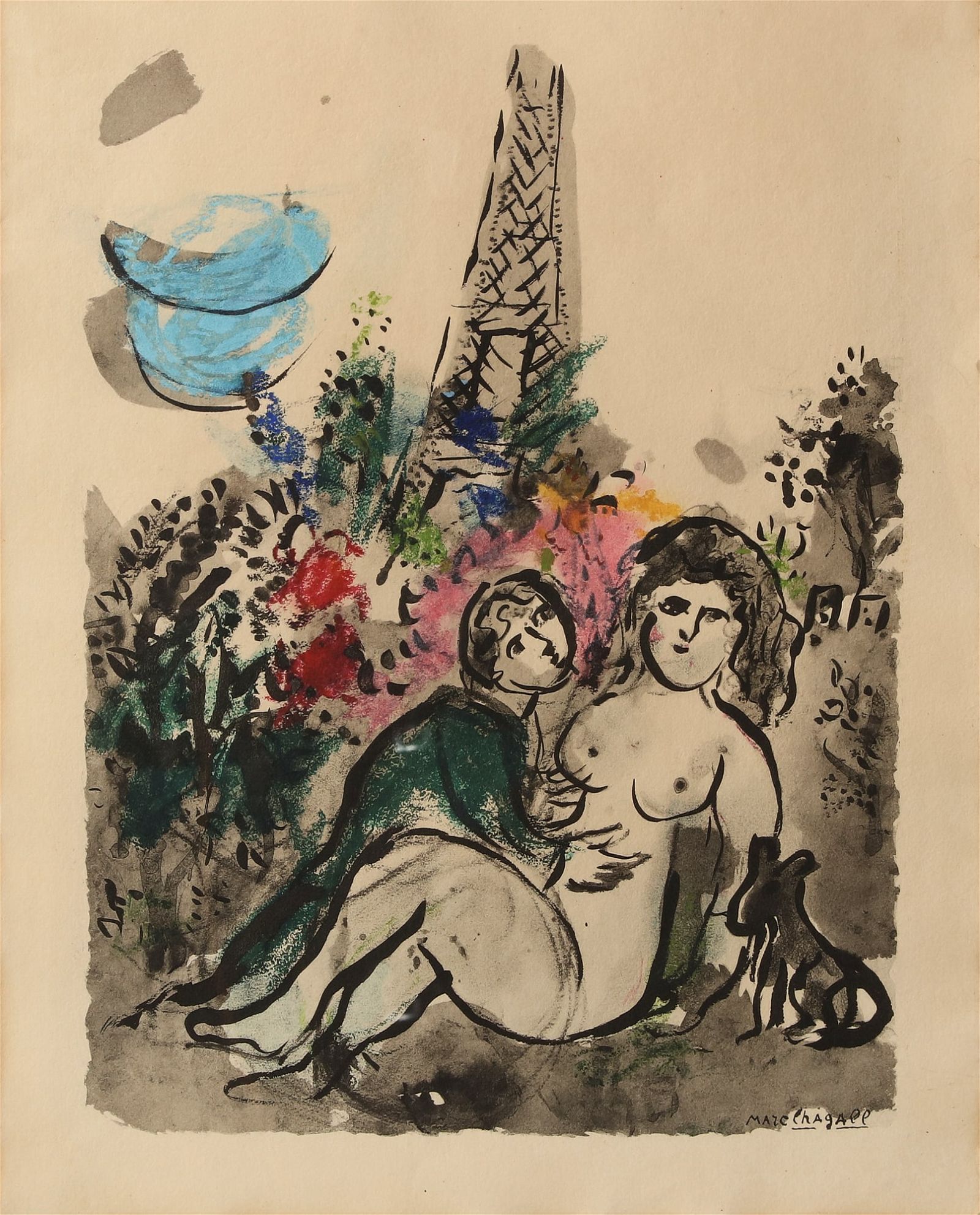MARC CHAGALL LOVERS AND THE EIFFEL 2fb2c80
