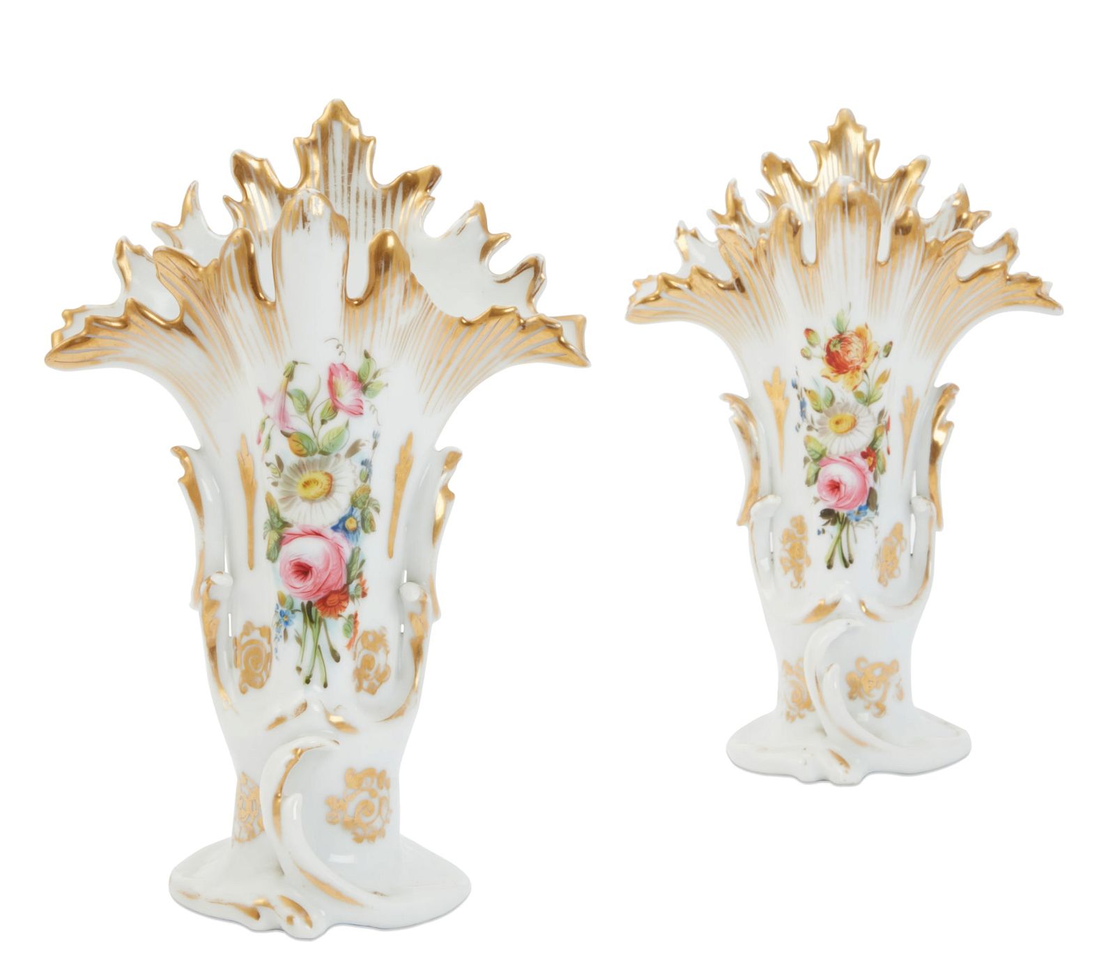 A PAIR OF PARIS PORCELAIN FAN VASESA 2fb2c9c