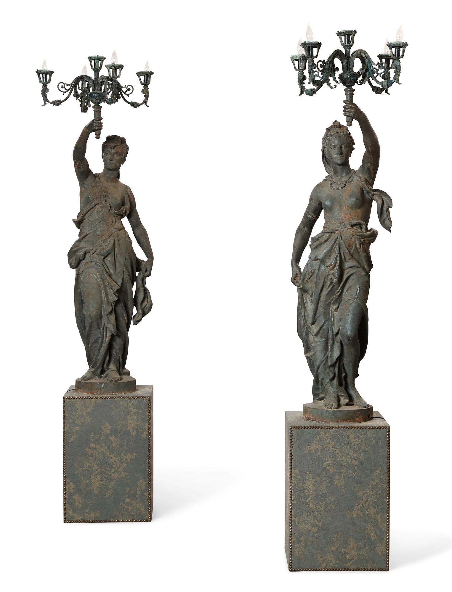 PAIR NEOCLASSICAL STYLE IRON FIGURAL 2fb2c47