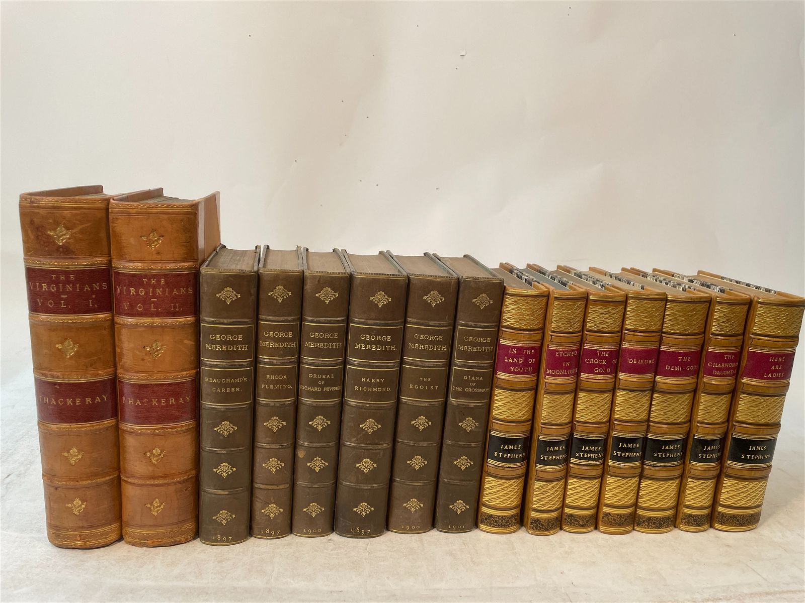 FIFTEEN LEATHER BOUND BOOKS BY ENGLISH