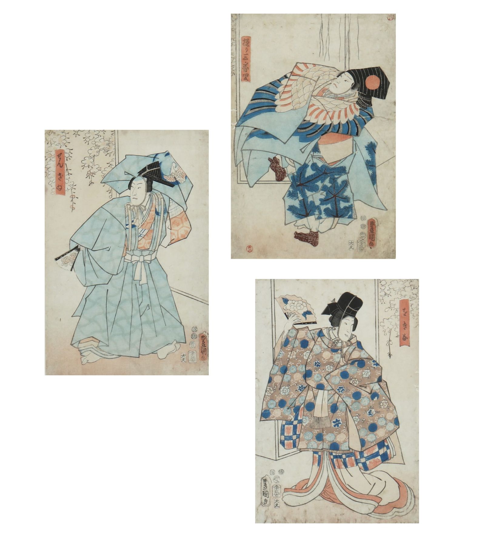 UTAGAWA KUNISADA, YAKUSHA-E TRIPTYCH,