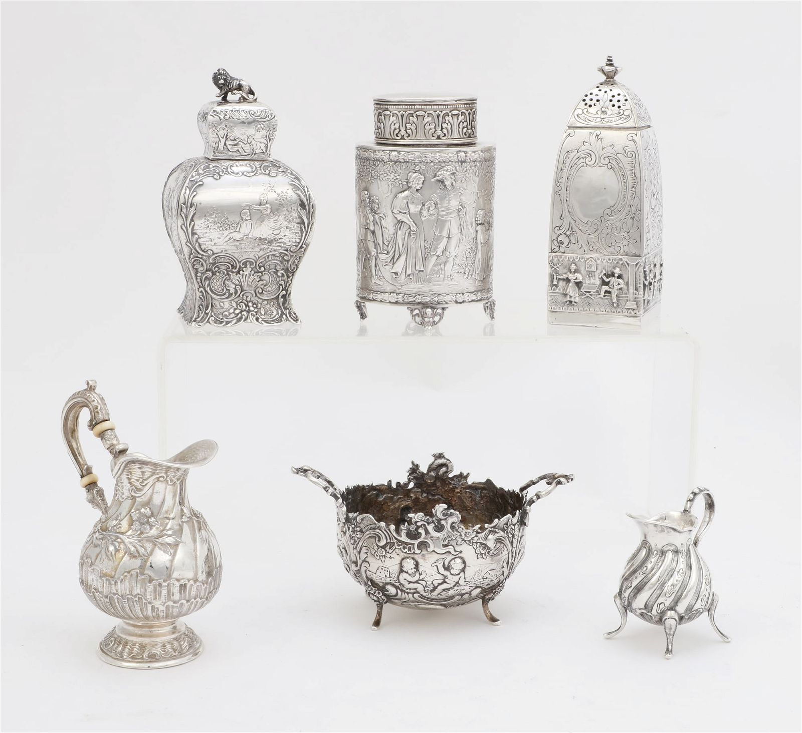 A SIX PIECE GROUP OF GERMAN SILVER TABLEWAREA