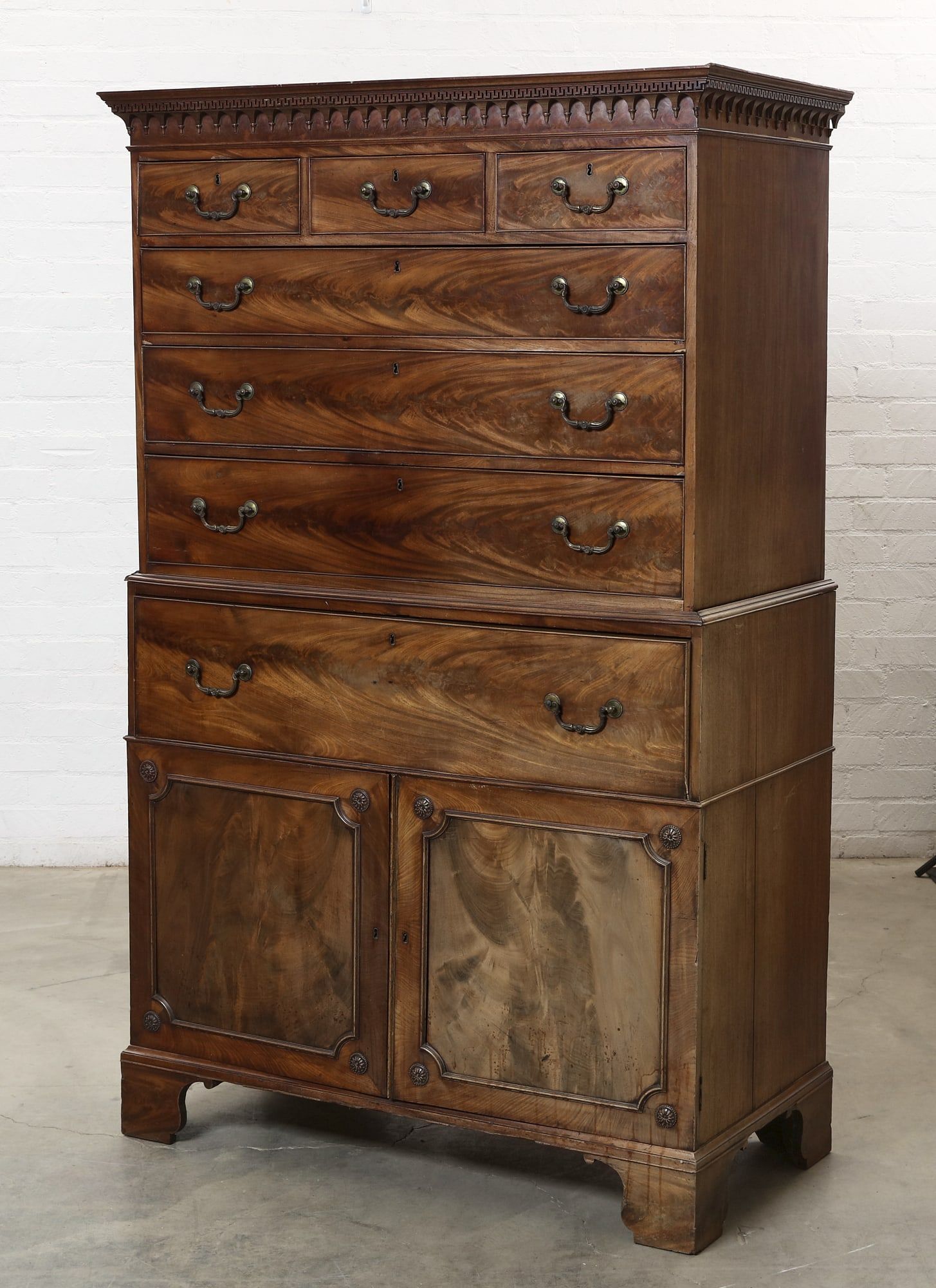 A GEORGE III MAHOGANY SECRETARY BOOKCASEA