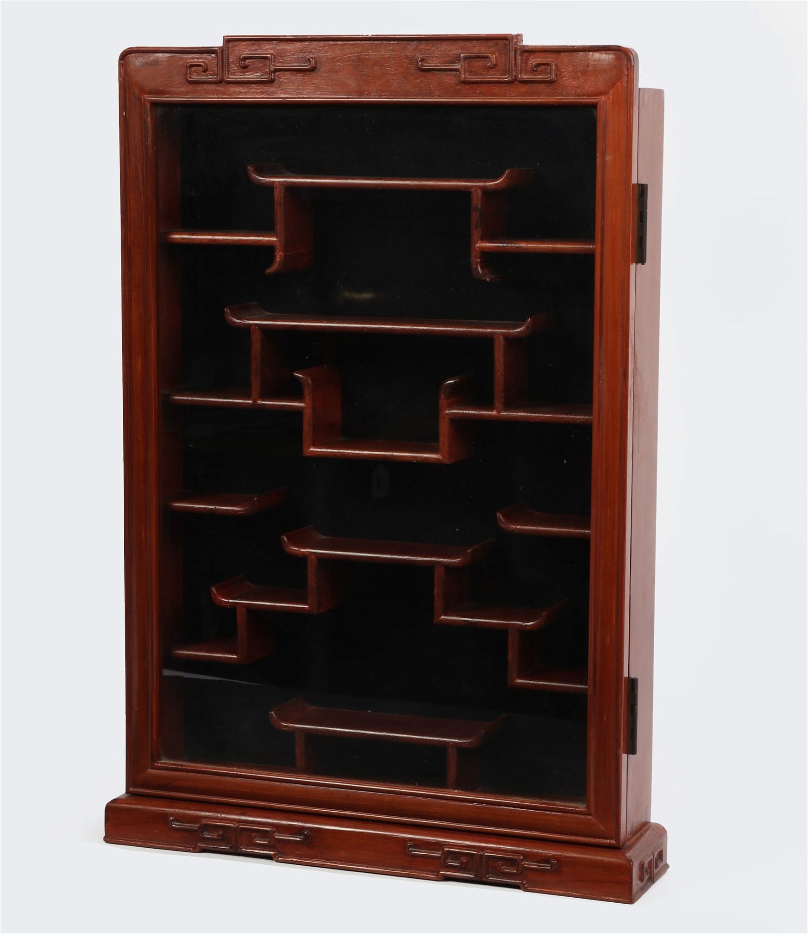 A CHINESE WOOD AND GLASS DISPLAY CABINETA