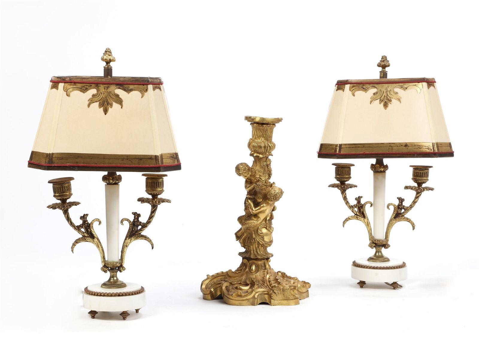 A LOUIS XV STYLE GILT BRONZE CANDLESTICKA