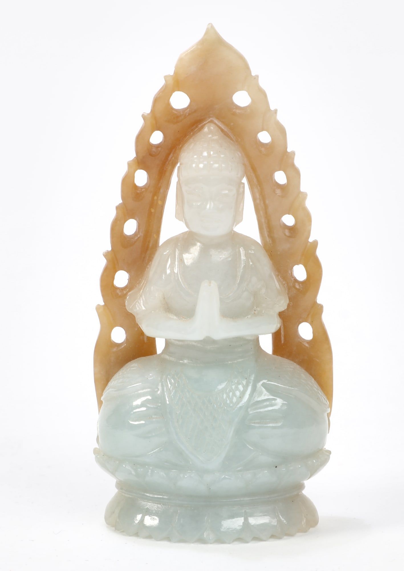 A CHINESE HARDSTONE DEVOTIONAL FIGUREA