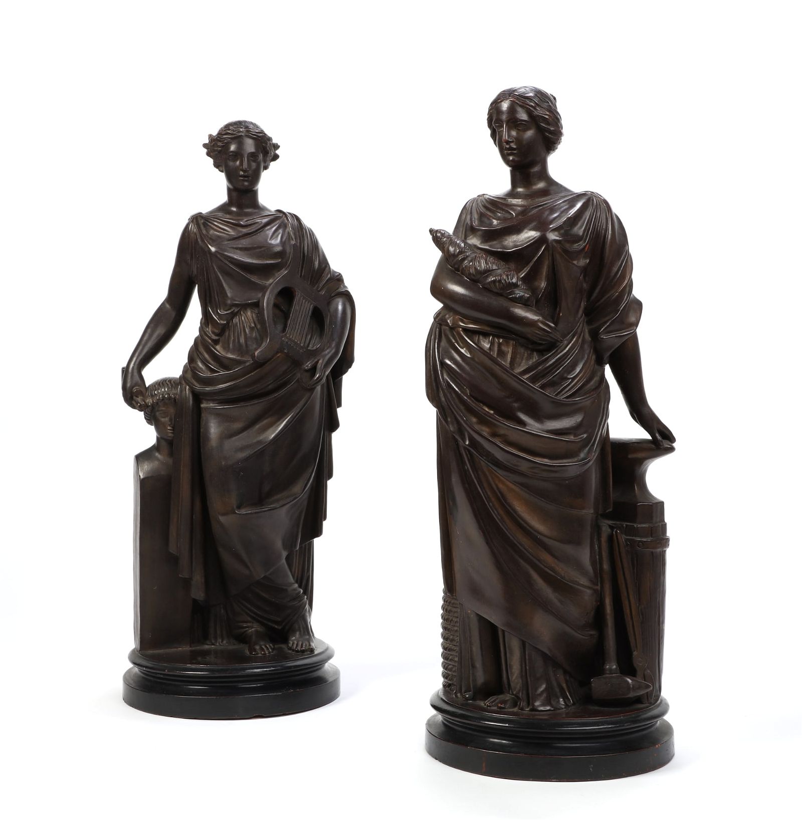 A PAIR OF TERRACOTTA ALLEGORICAL 2fb2fd6