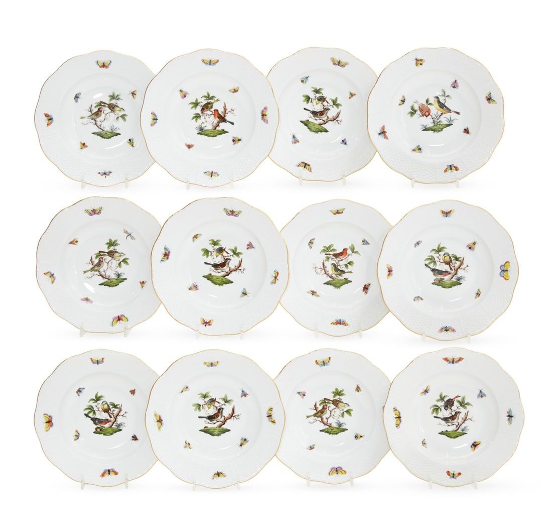 TWELVE HEREND ROTHSCHILD BIRD PORCELAIN 2fb30cf