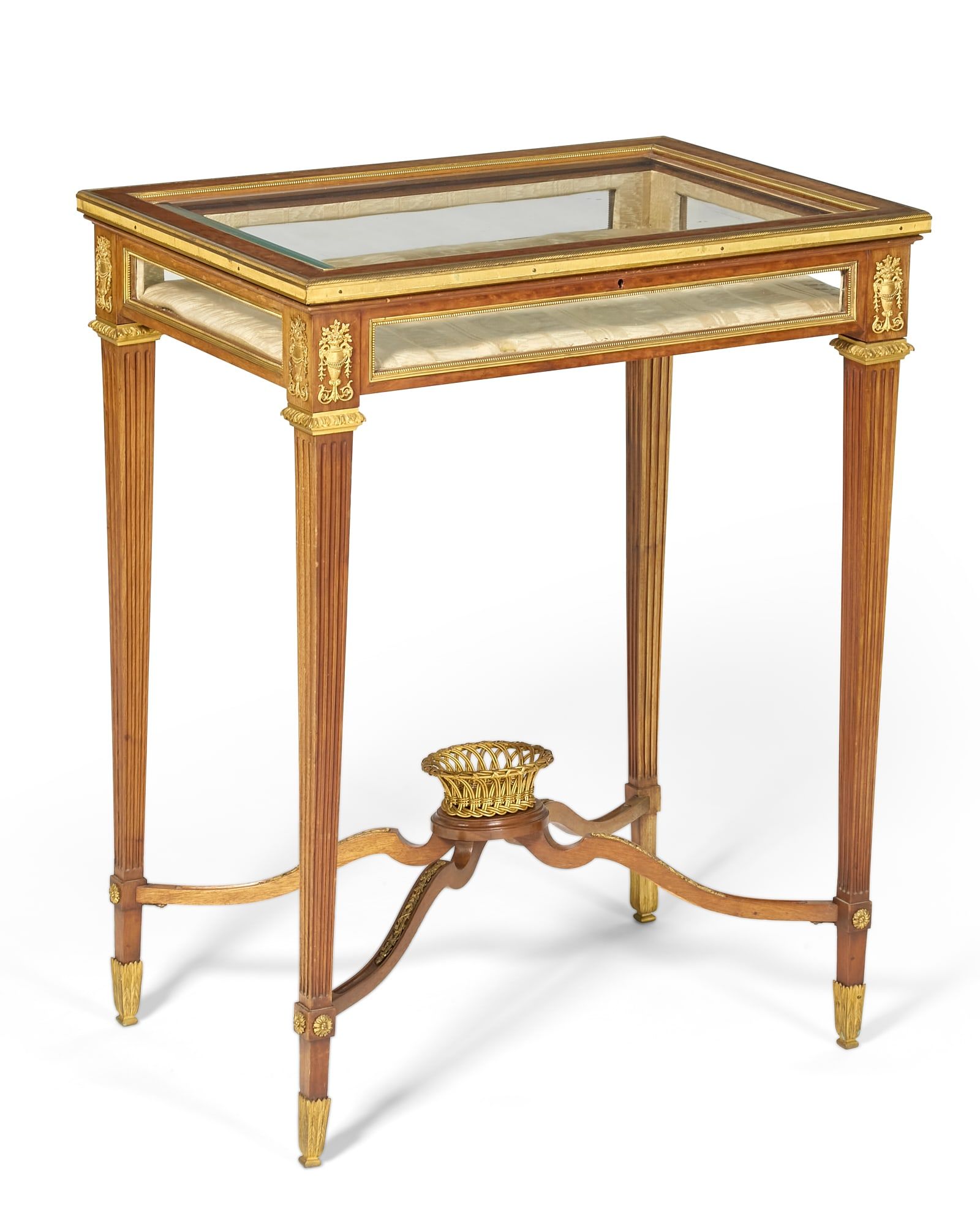 A LOUIS XVI STYLE MAHOGANY VITRINE TABLEA