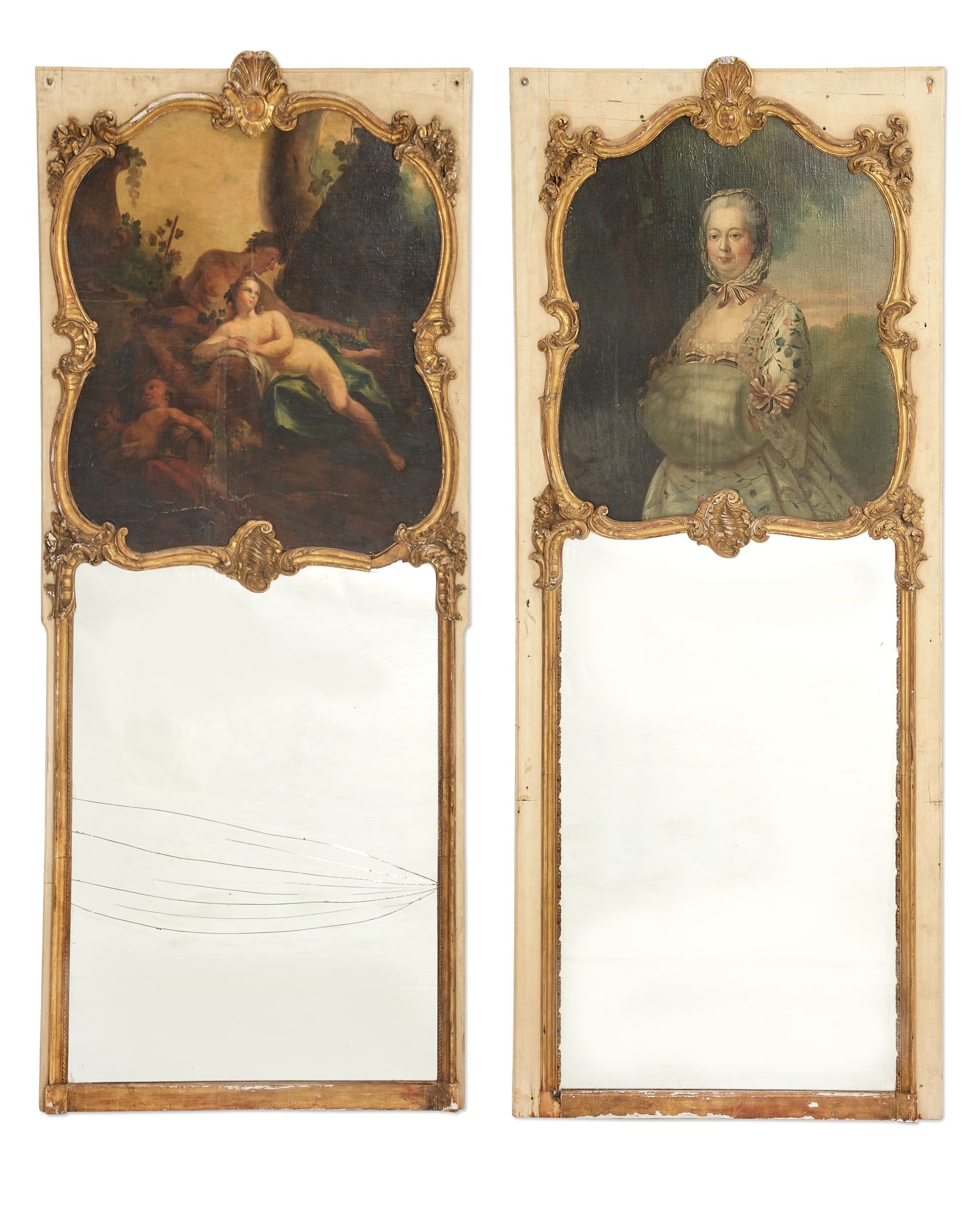 A PAIR OF LOUIS XV STYLE TRUMEAU 2fb3255