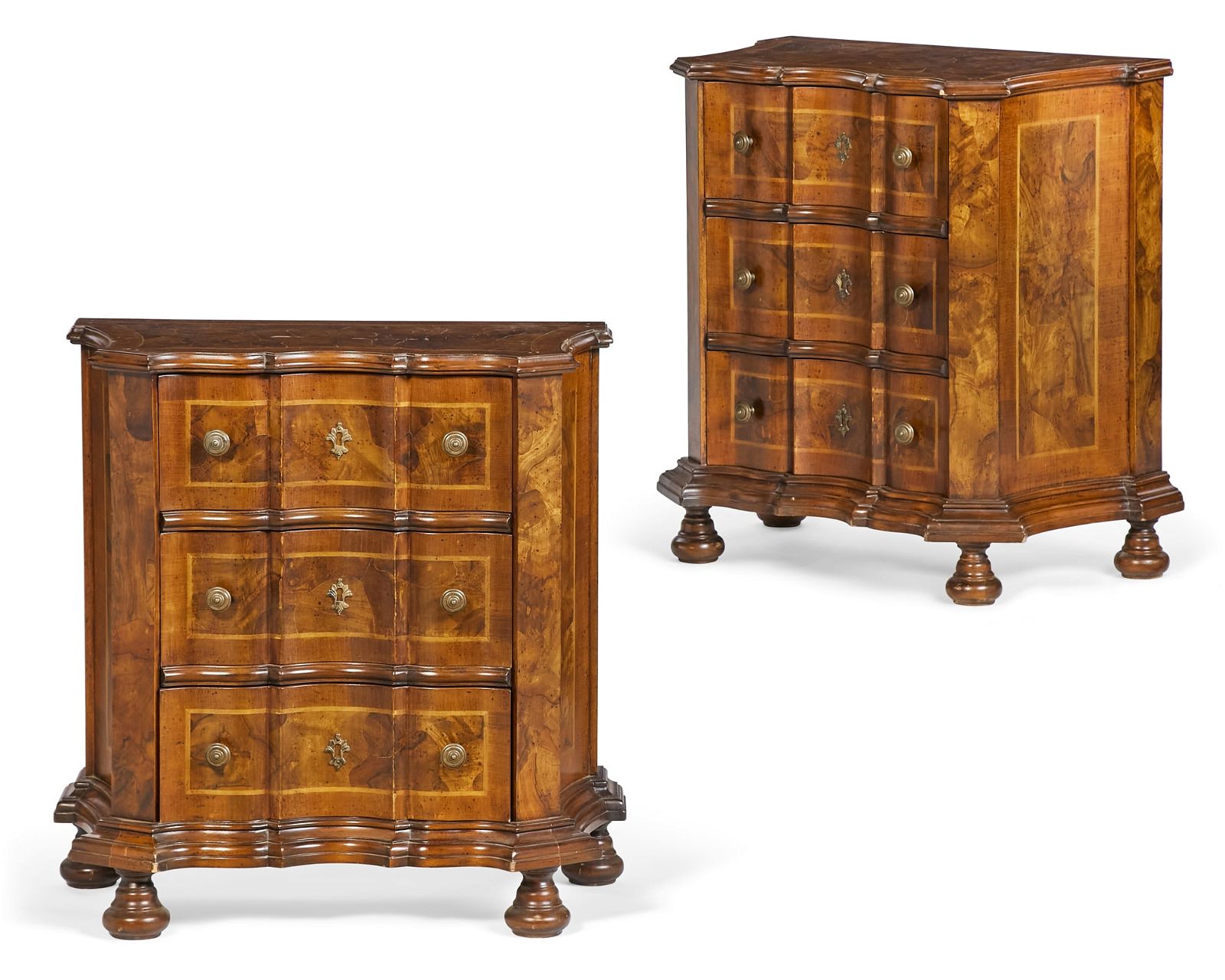 A PAIR OF ITALIAN BAROQUE STYLE WALNUT