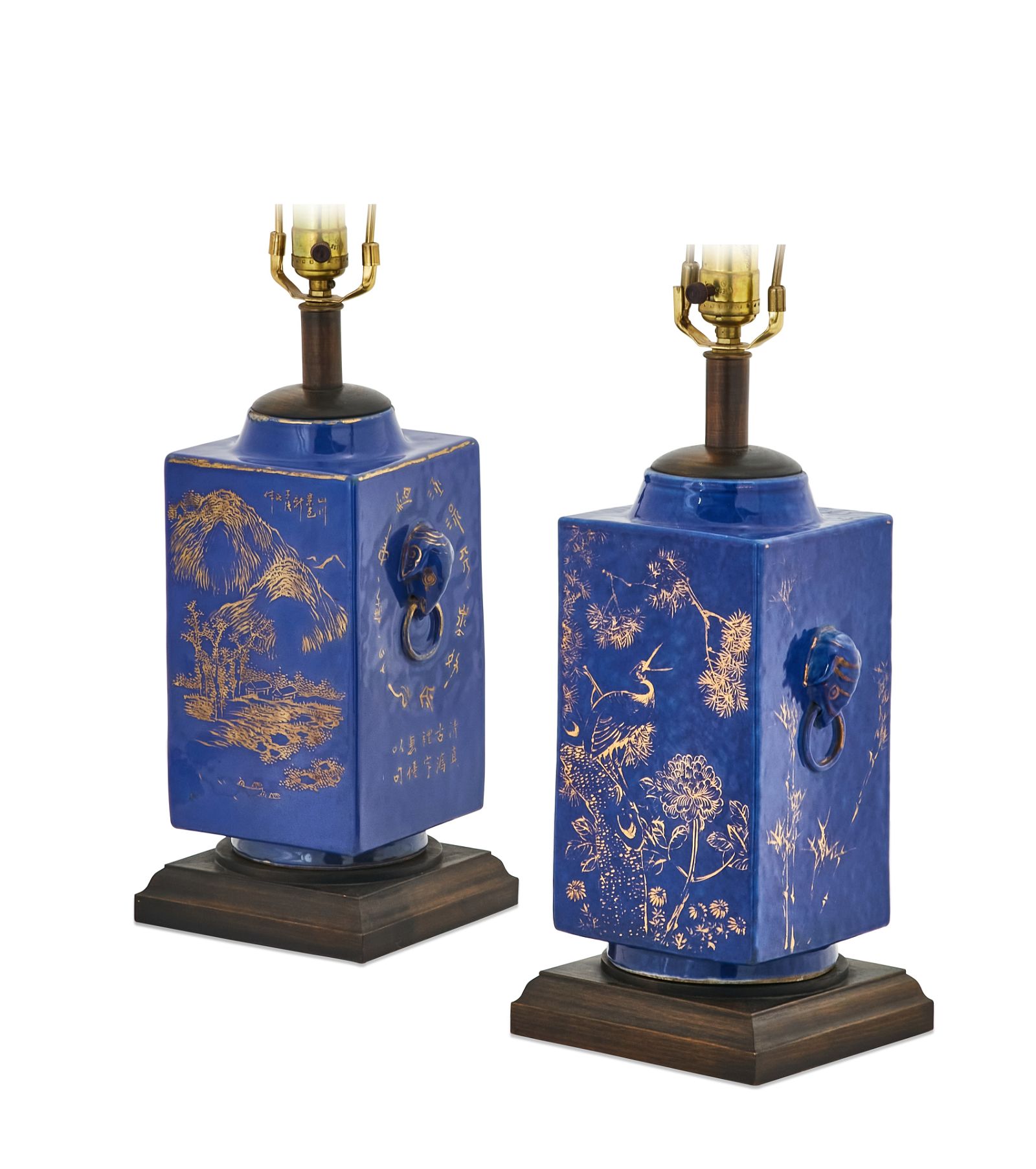 A PAIR OF CHINESE BLUE GLAZED CONG 2fb330d