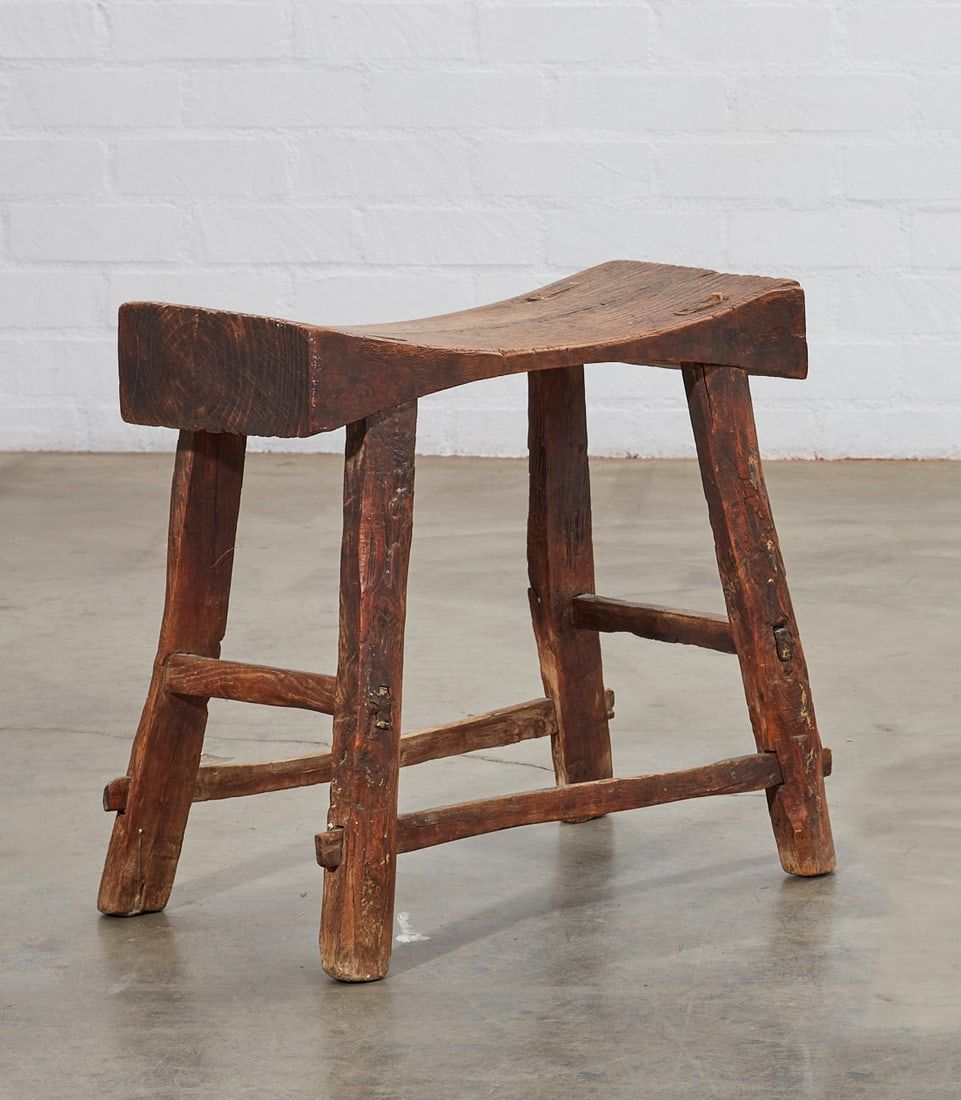 A RUSTIC MIXED WOOD STOOL 20TH 2fb339d