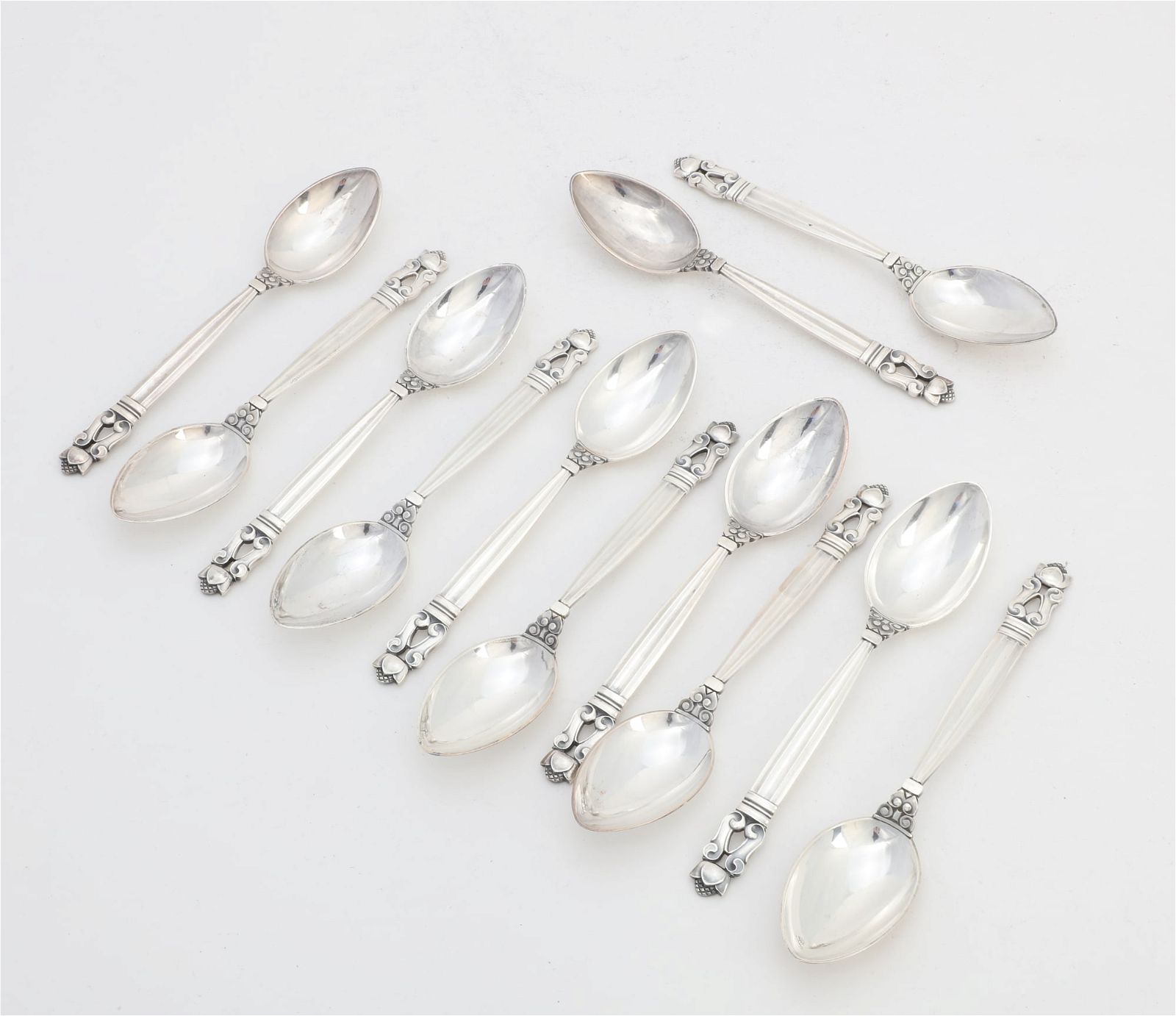 12 GEORG JENSEN SILVER ACORN PATTERN