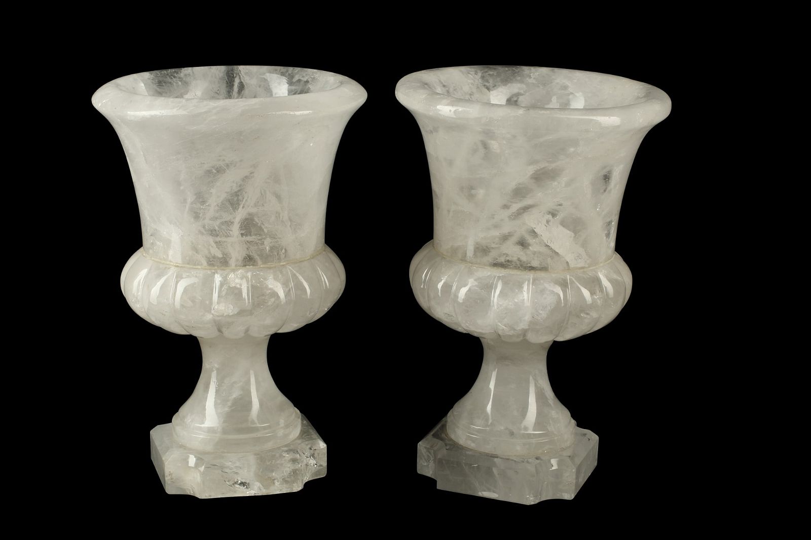 A PAIR OF QUARTZ CAMPANA FORM URNSA 2fb356b