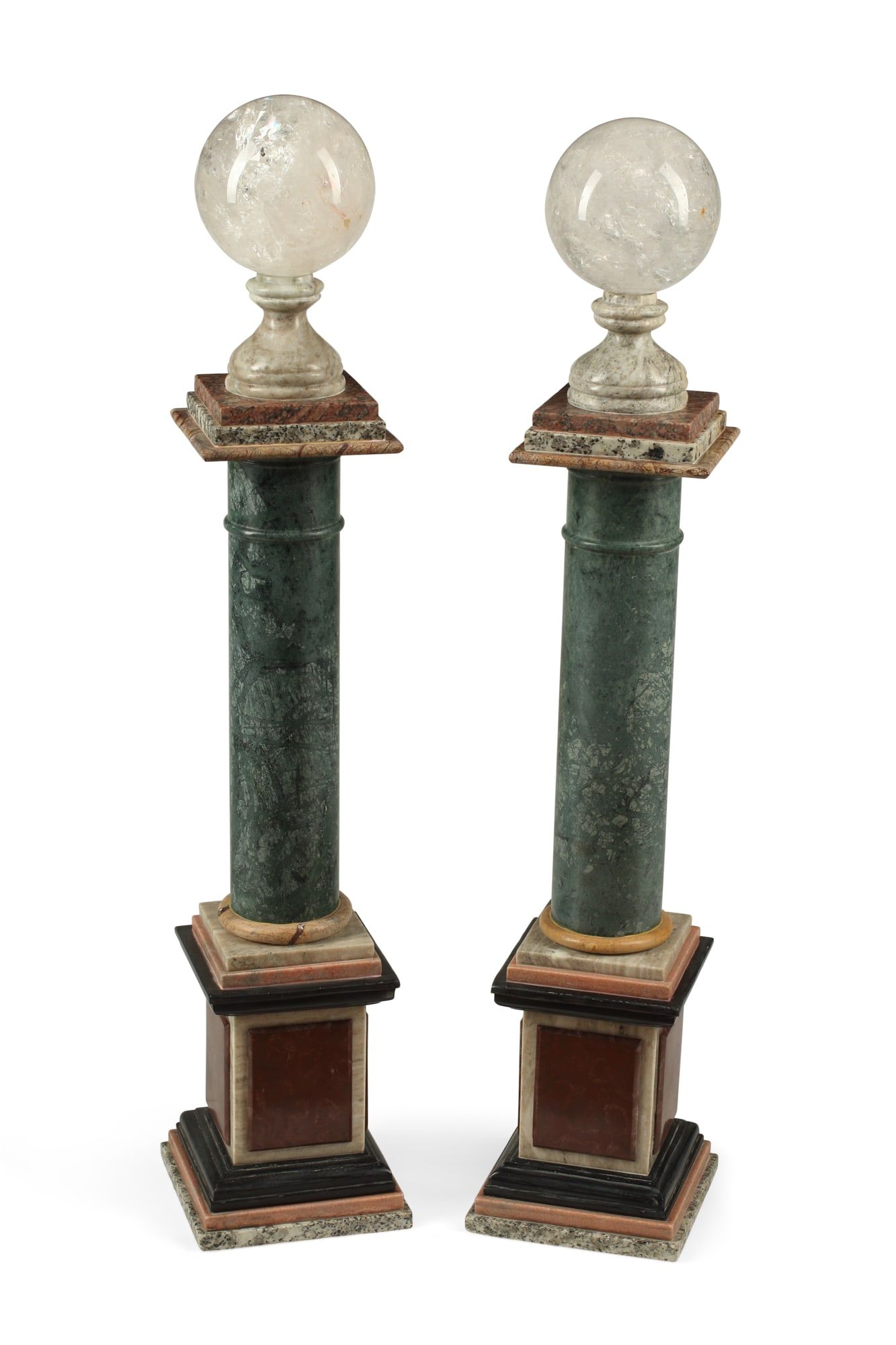 A PAIR OF MIXED MARBLE AND QUARTZ 2fb3580