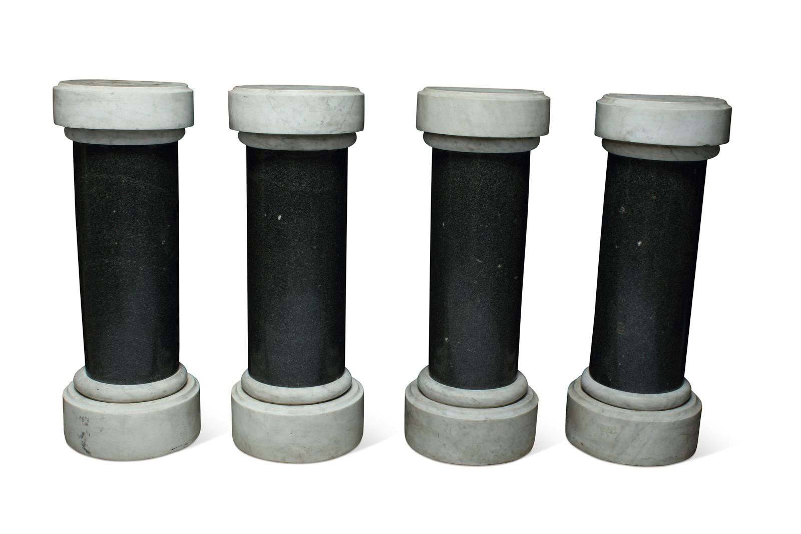 A SET OF FOUR WHITE MARBLE AND GRANITE