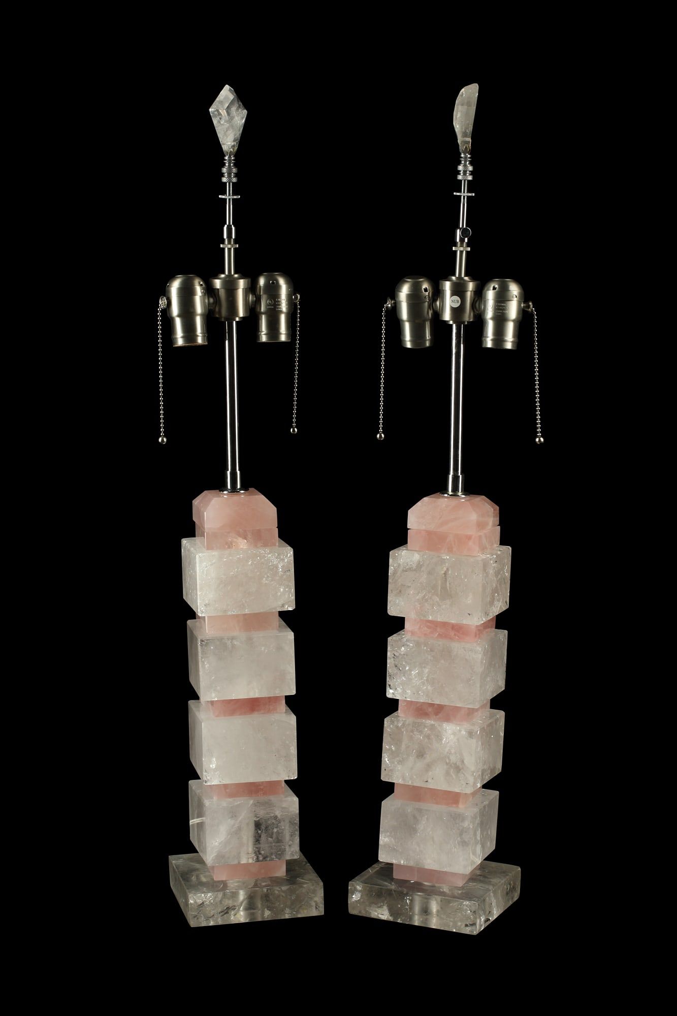 A PAIR OF QUARTZ AND SILVERED METAL 2fb3542
