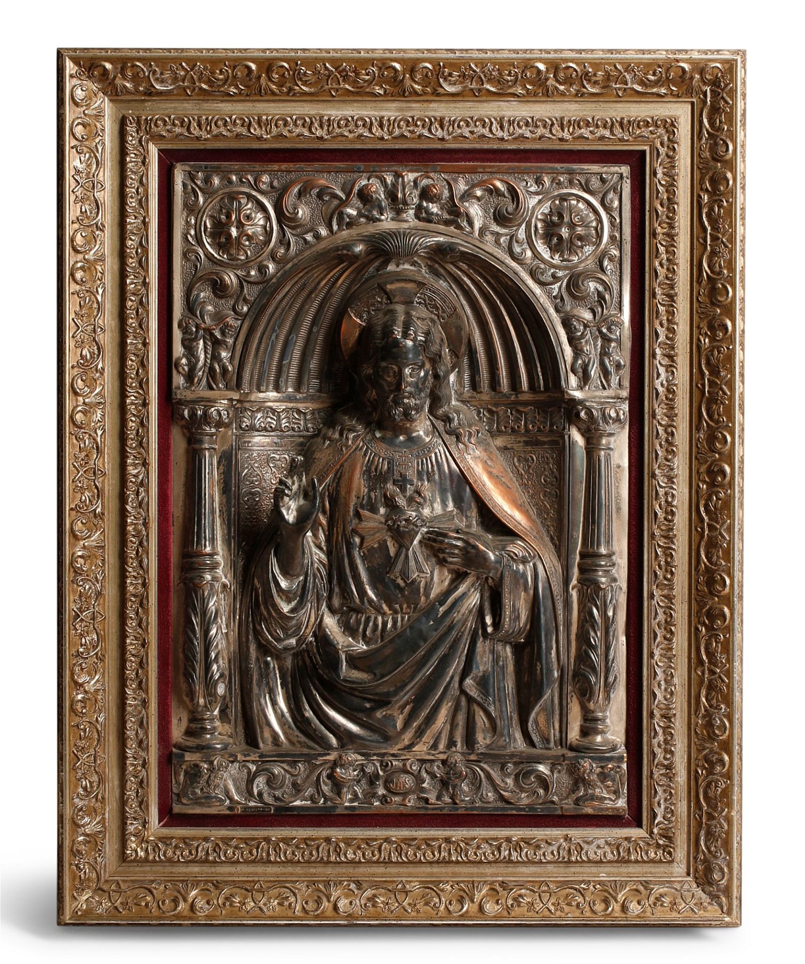 A CONTINENTAL SILVERED COPPER PANEL