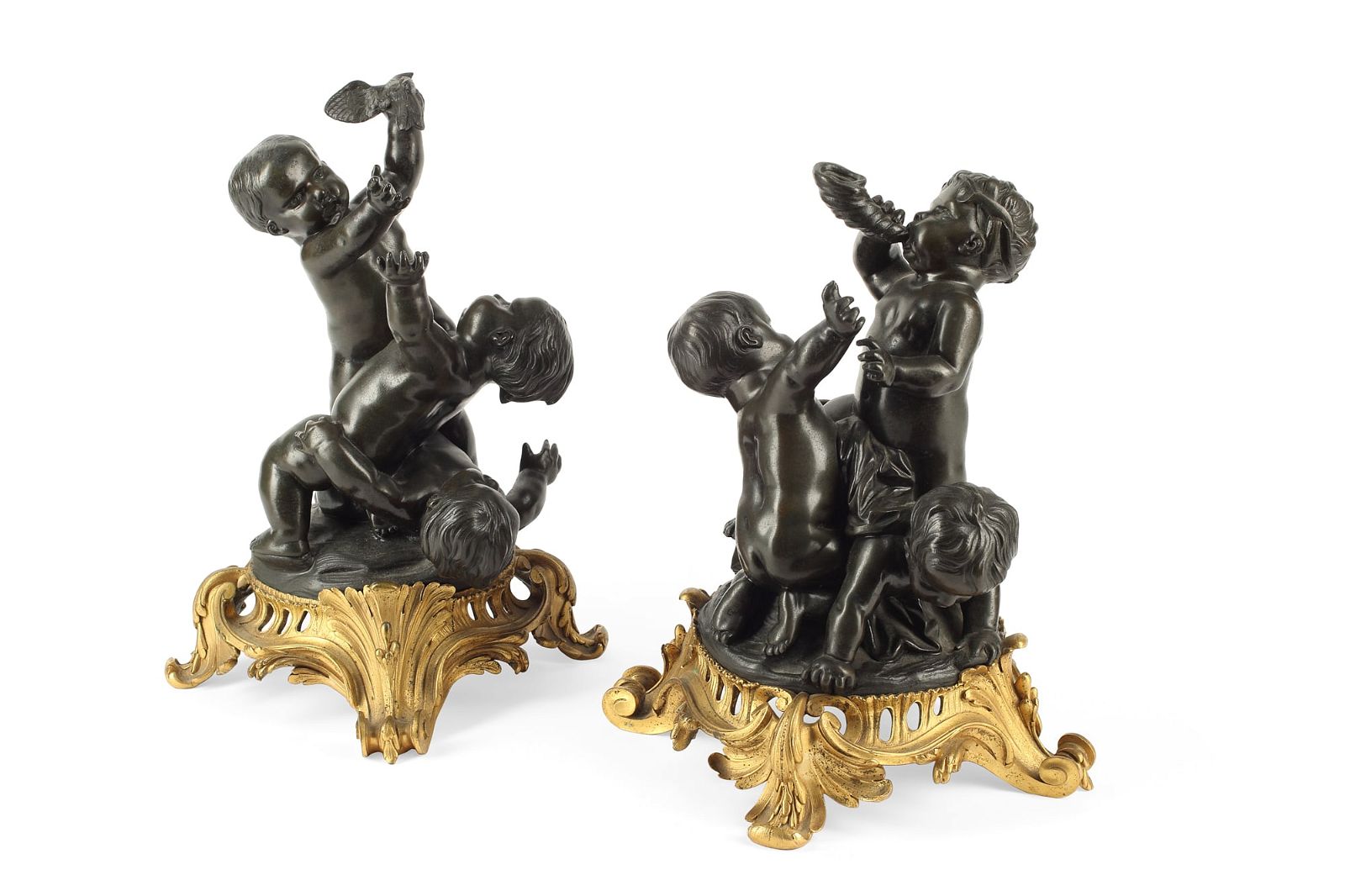 A PAIR OF FRENCH BRONZE FIGURAL GROUPS