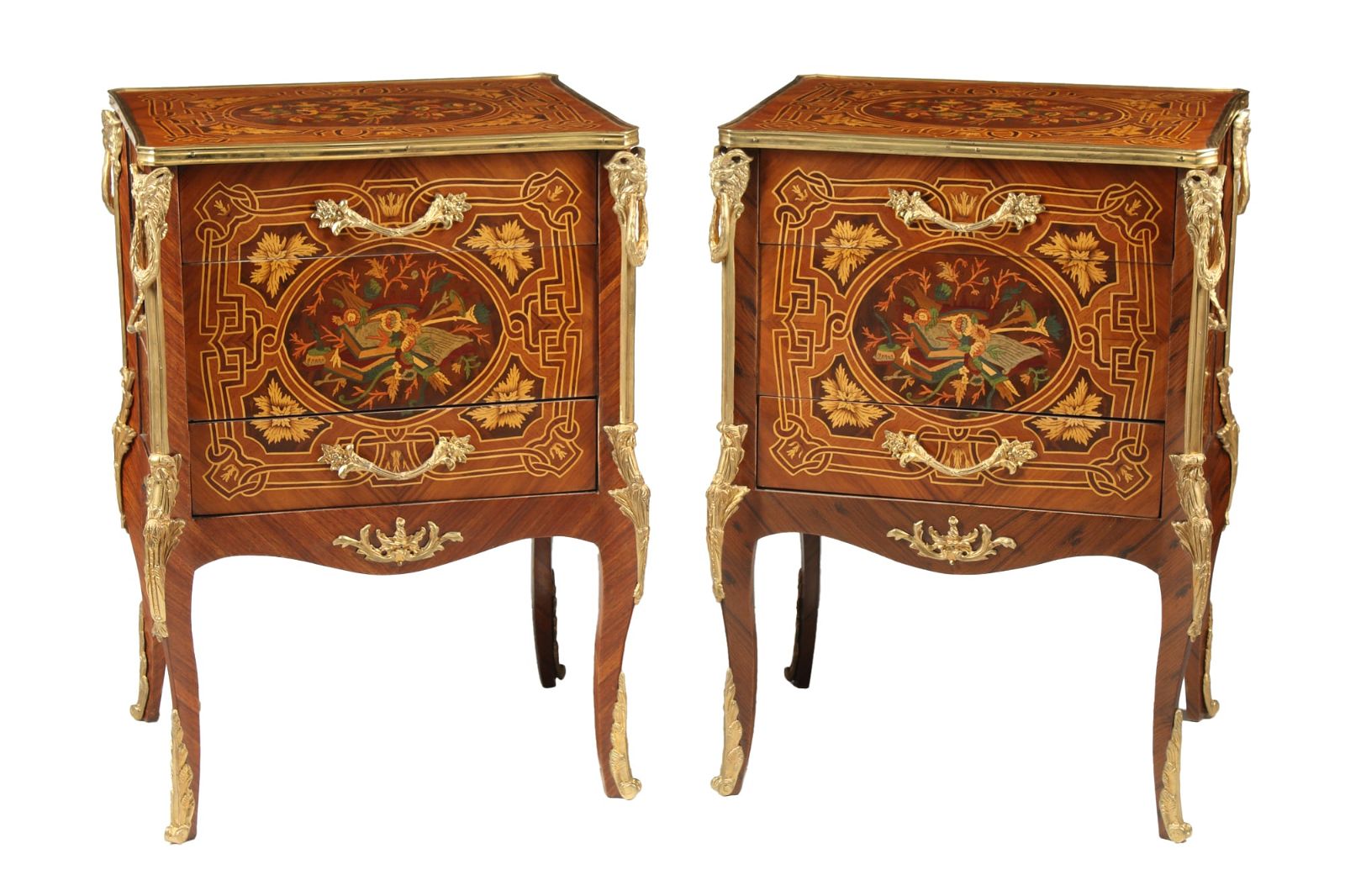 PAIR OF LOUIS XV STYLE MARQUETRY 2fb35af