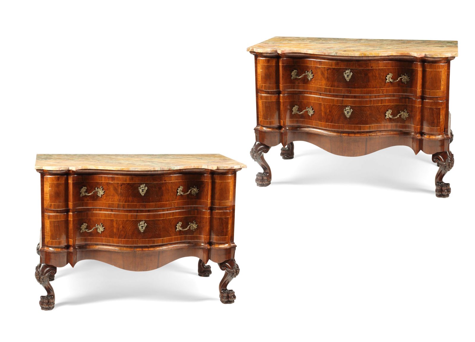 A PAIR OF GERMAN ROCOCO STYLE WALNUT 2fb3638