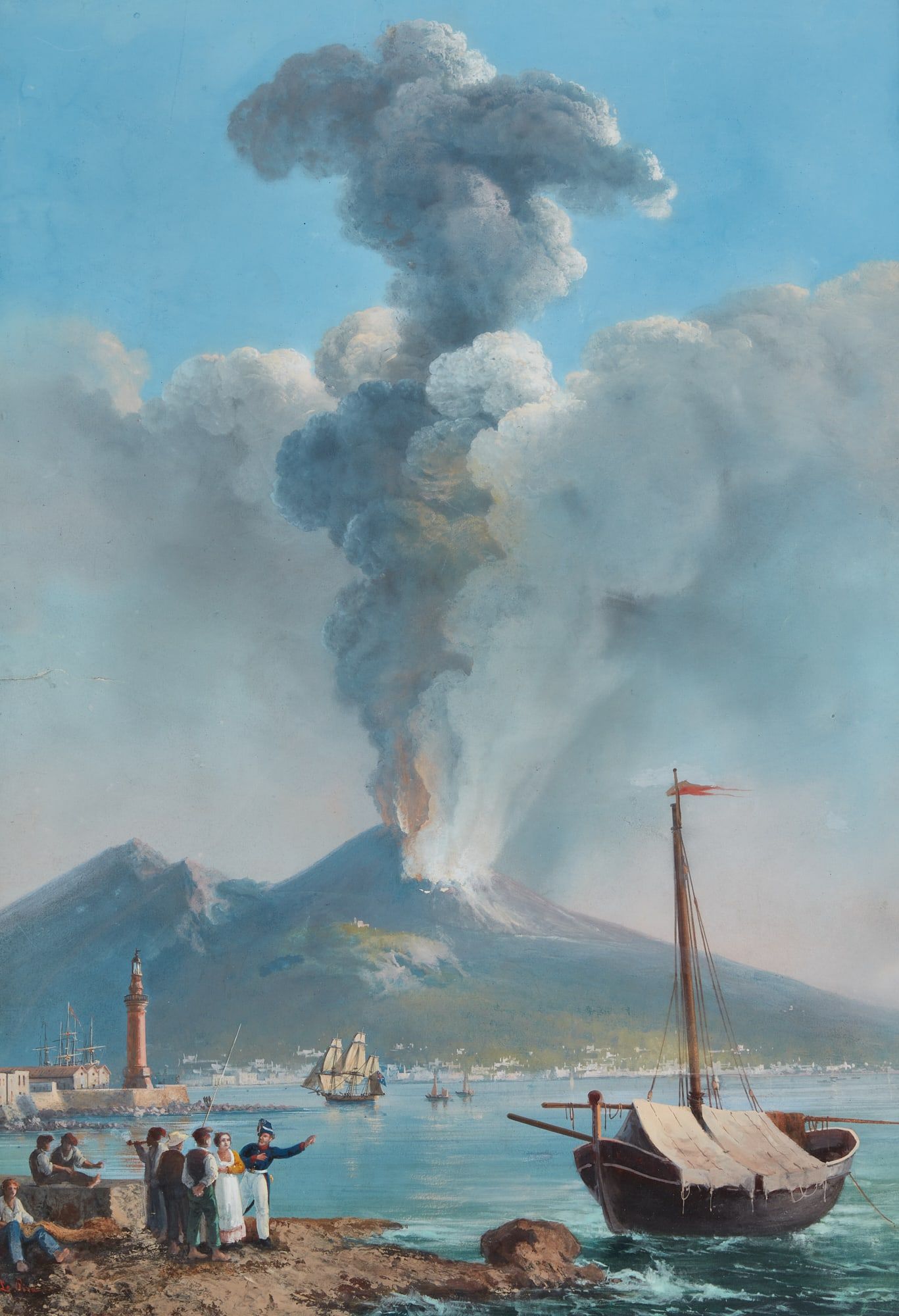 ITALIAN SCHOOL, ERUZIONE 1822 BAY NAPLES