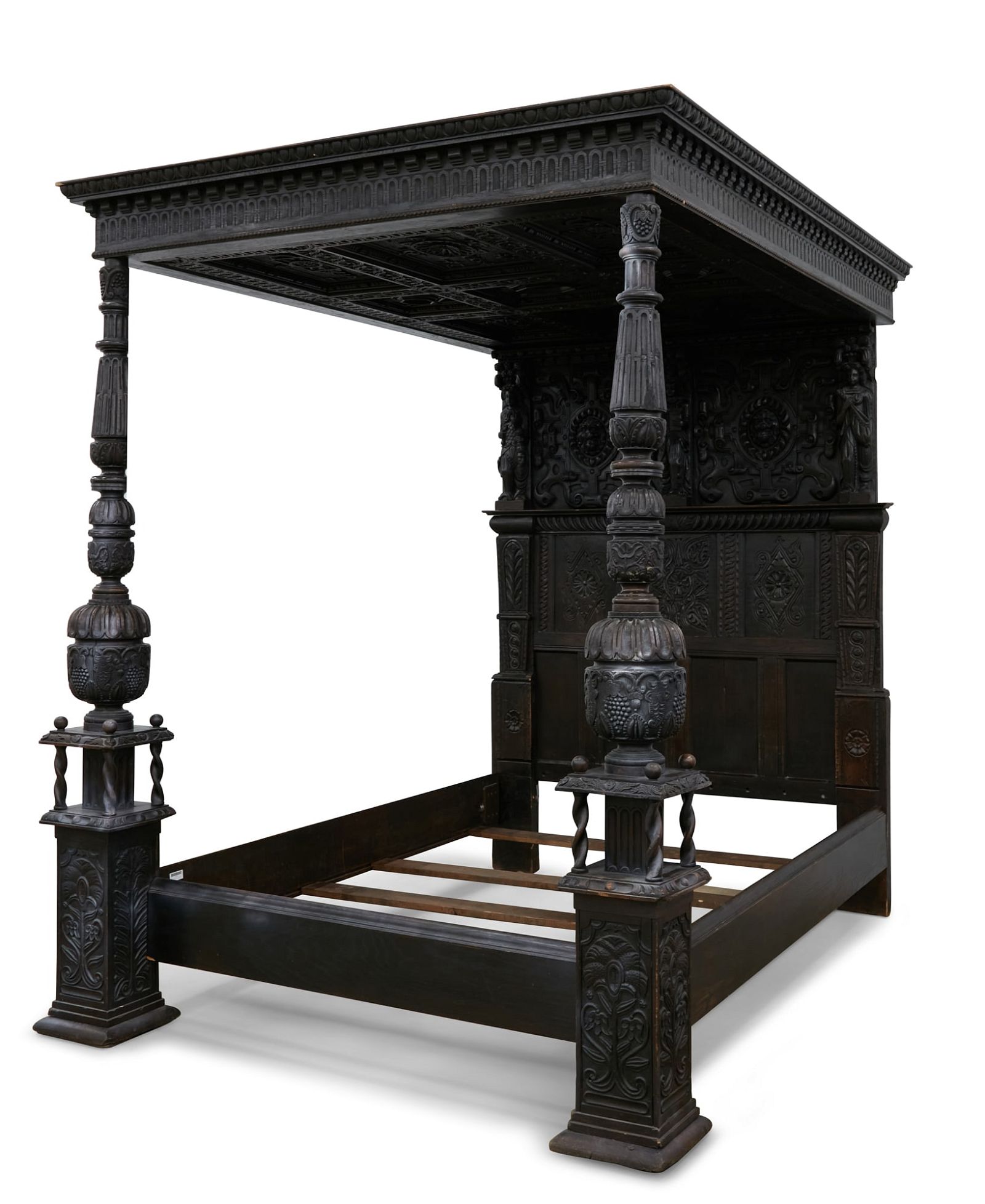 A JACOBEAN STYLE OAK TESTER BEDA Jacobean