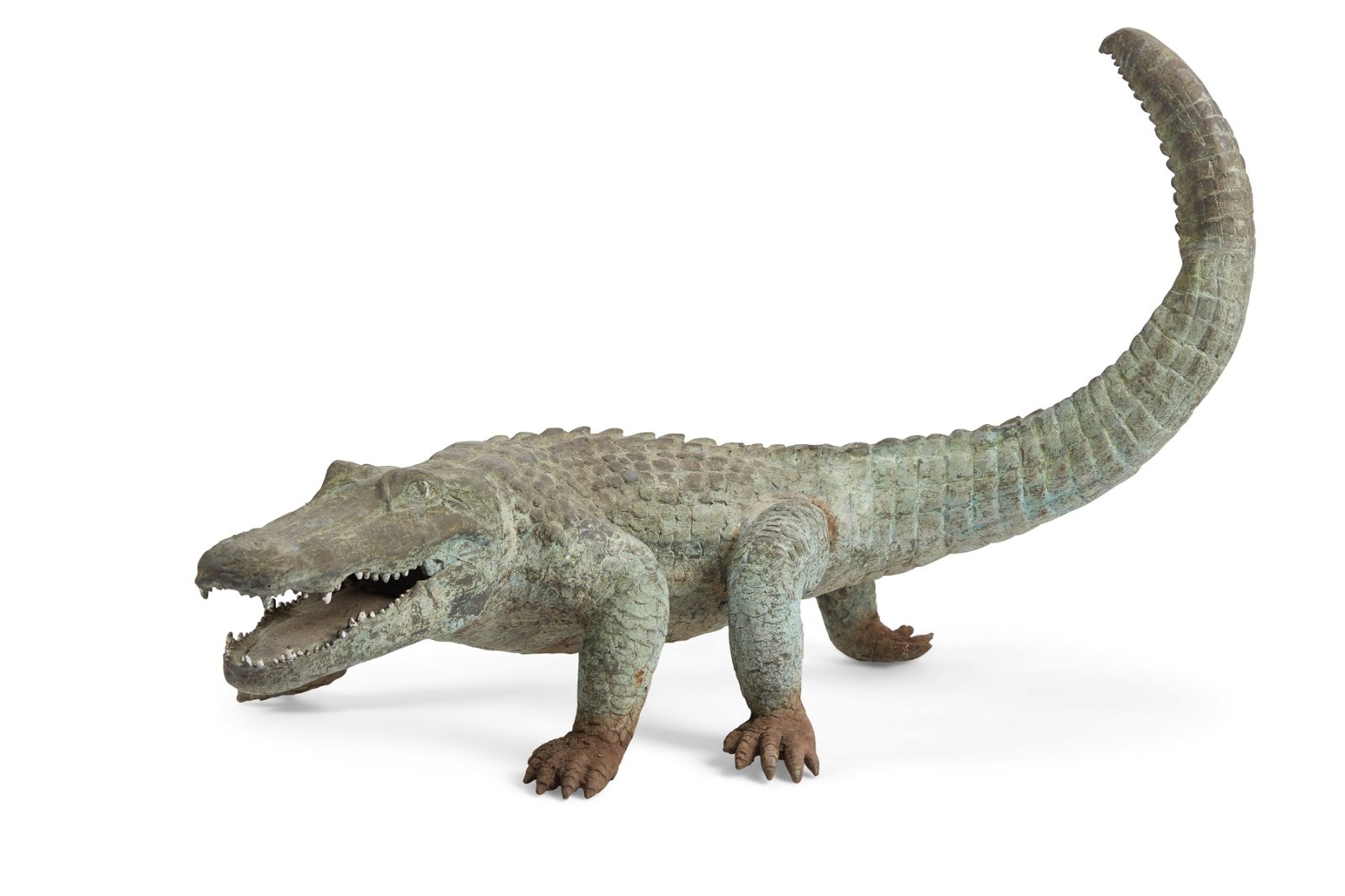 A VERDIGRIS BRONZE MODEL OF A CROCODILEA 2fb370b