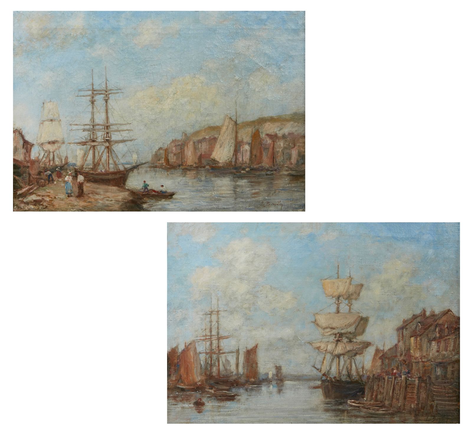 AFTER EUGENE BOUDIN, MASTED SHIPS IN