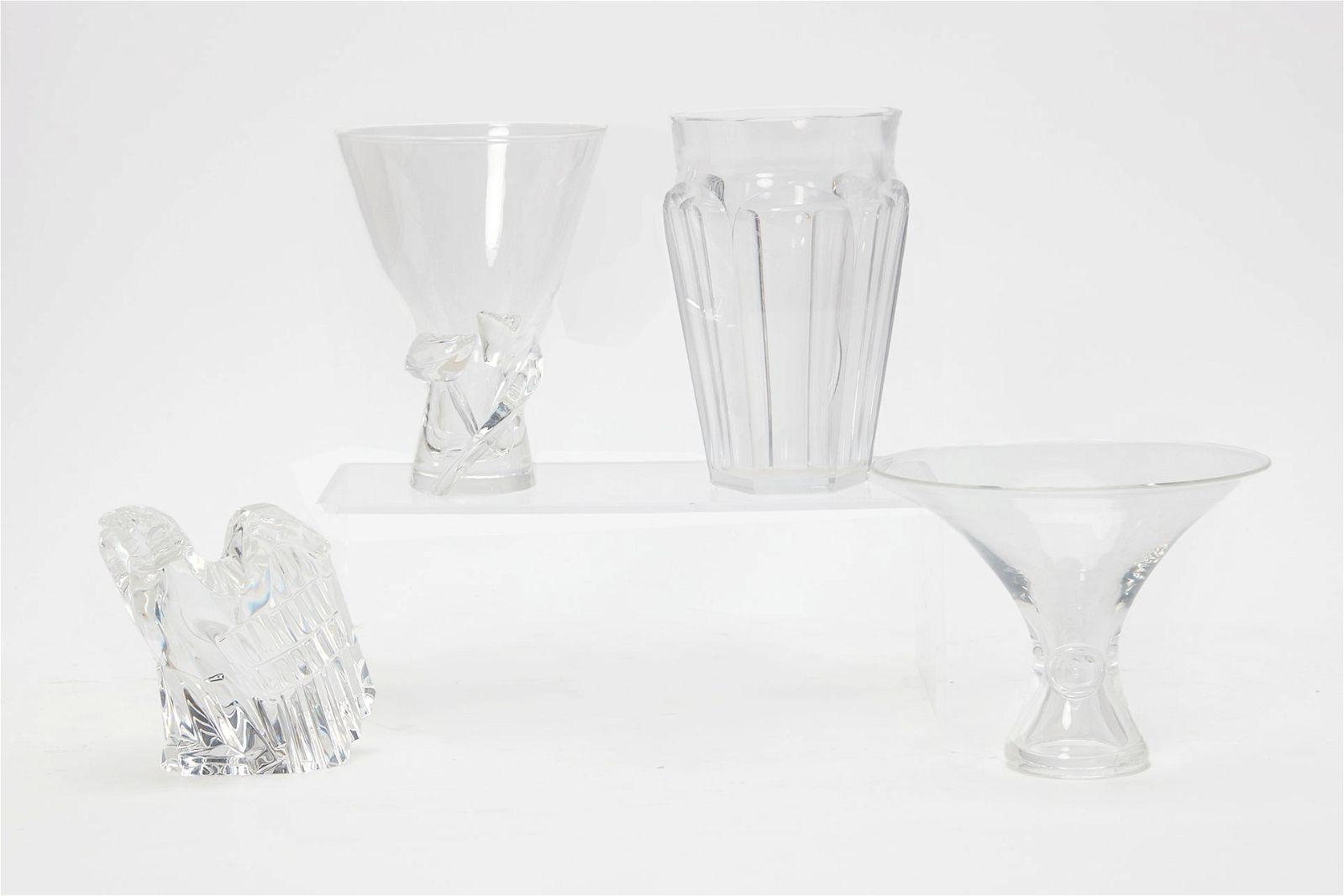 FOUR AMERICAN AND FRENCH GLASS ARTICLESA