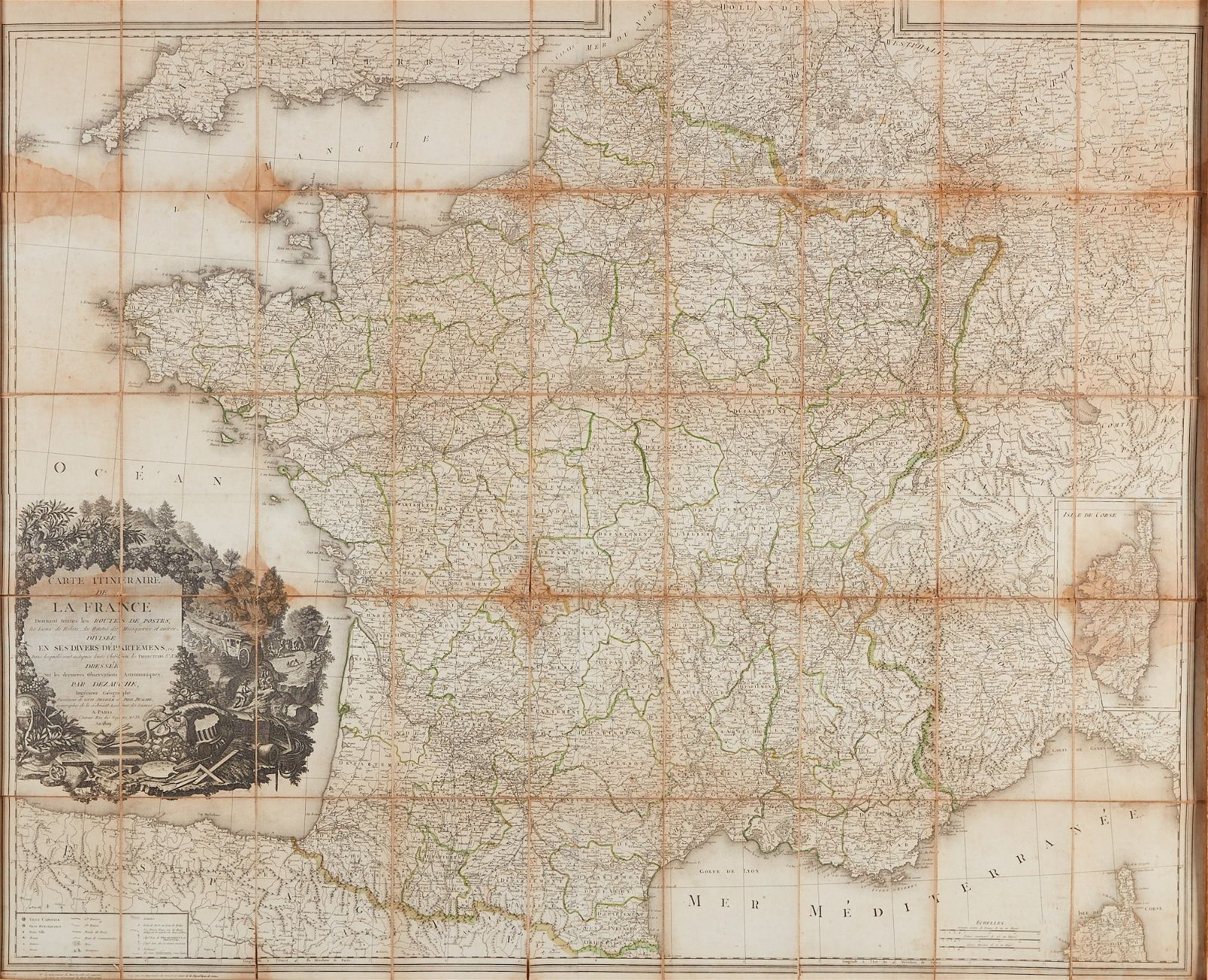 AN 1809 MAP OF THE POSTAL ROUTES OF