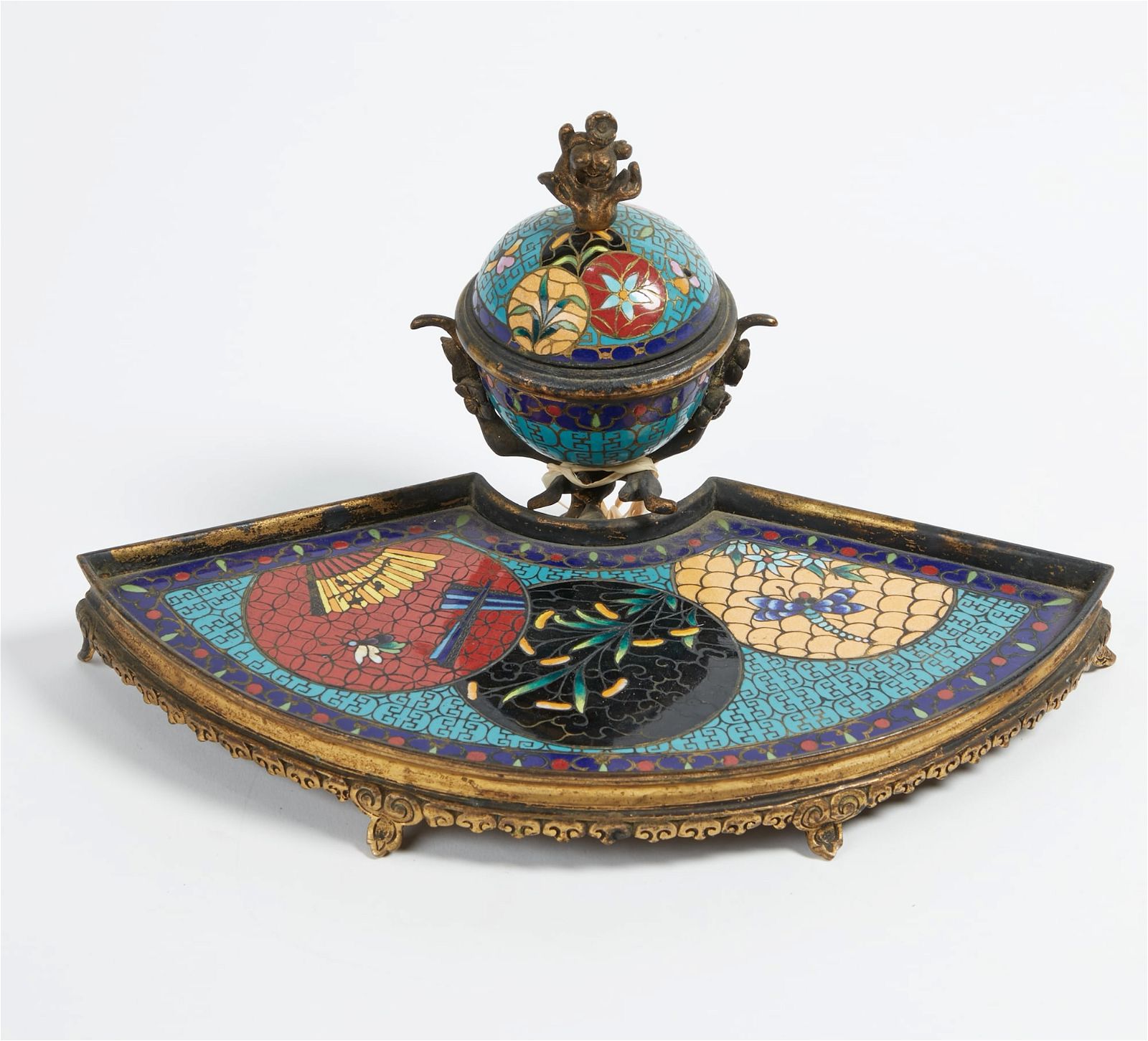 A FRENCH JAPONESQUE CLOISONNE ENAMEL