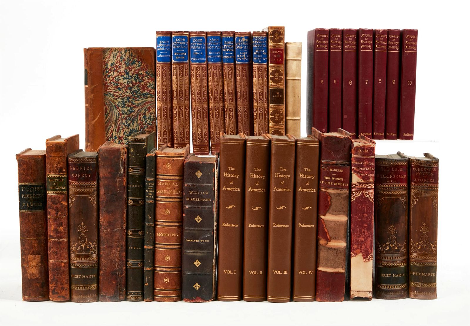 A GROUP OF MOSTLY LEATHER BOUND BOOKS