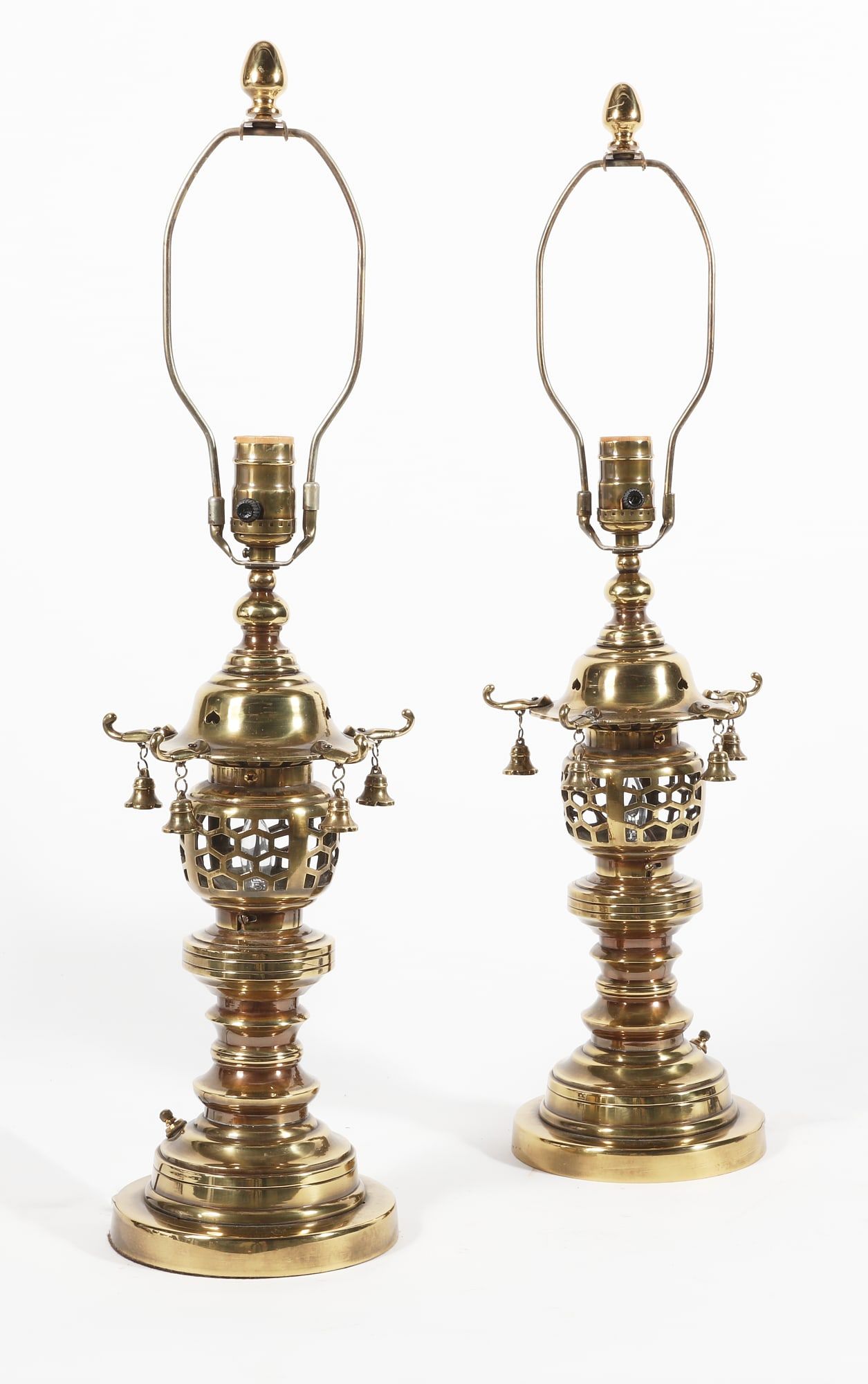 A PAIR OF CHINESE BRASS PAGODA 2fb3907