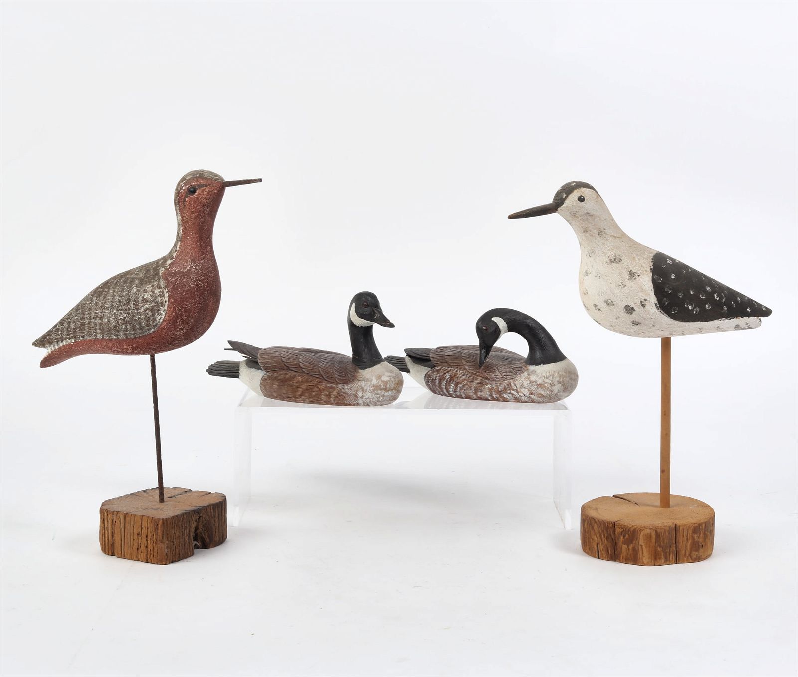 FOUR AMERICAN PAINTED BIRD DECOYS, 20TH