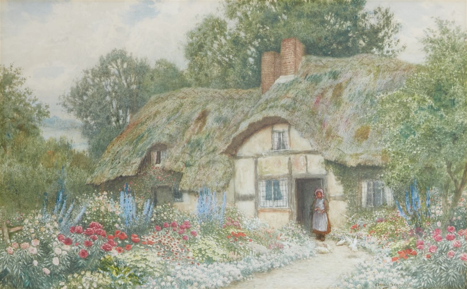 CLAUDE STRACHAN THATCHED COTTAGE 2fb393a