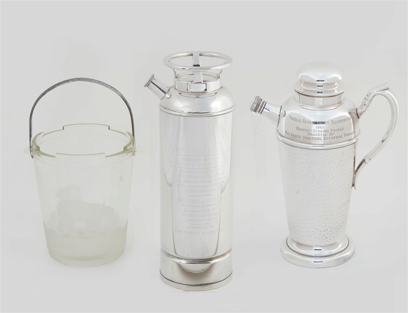 TWO SILVERPLATE COCKTAIL SHAKERS, 20TH