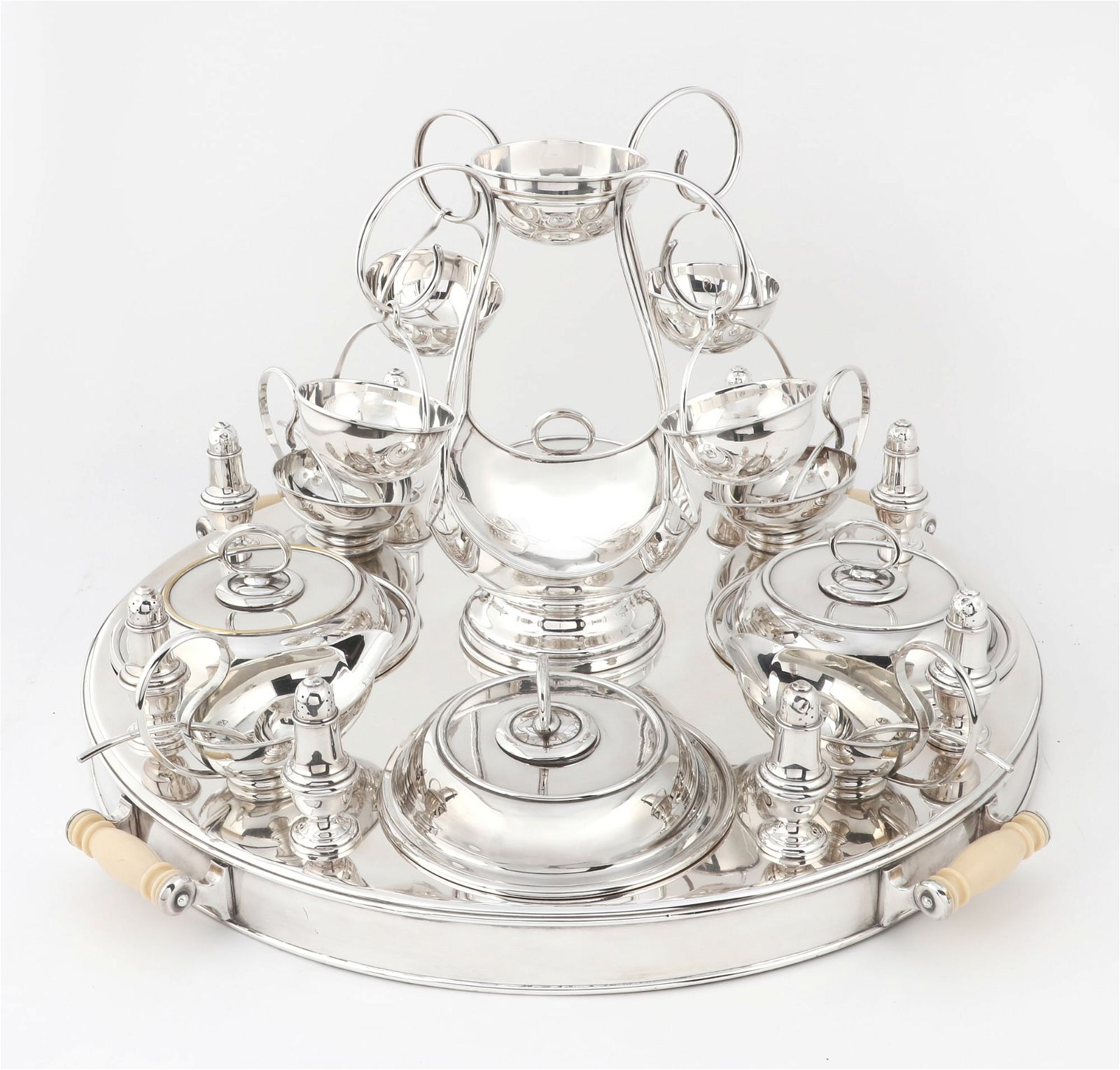 AN IMPRESSIVE SILVER PLATE SUPPER SETAn